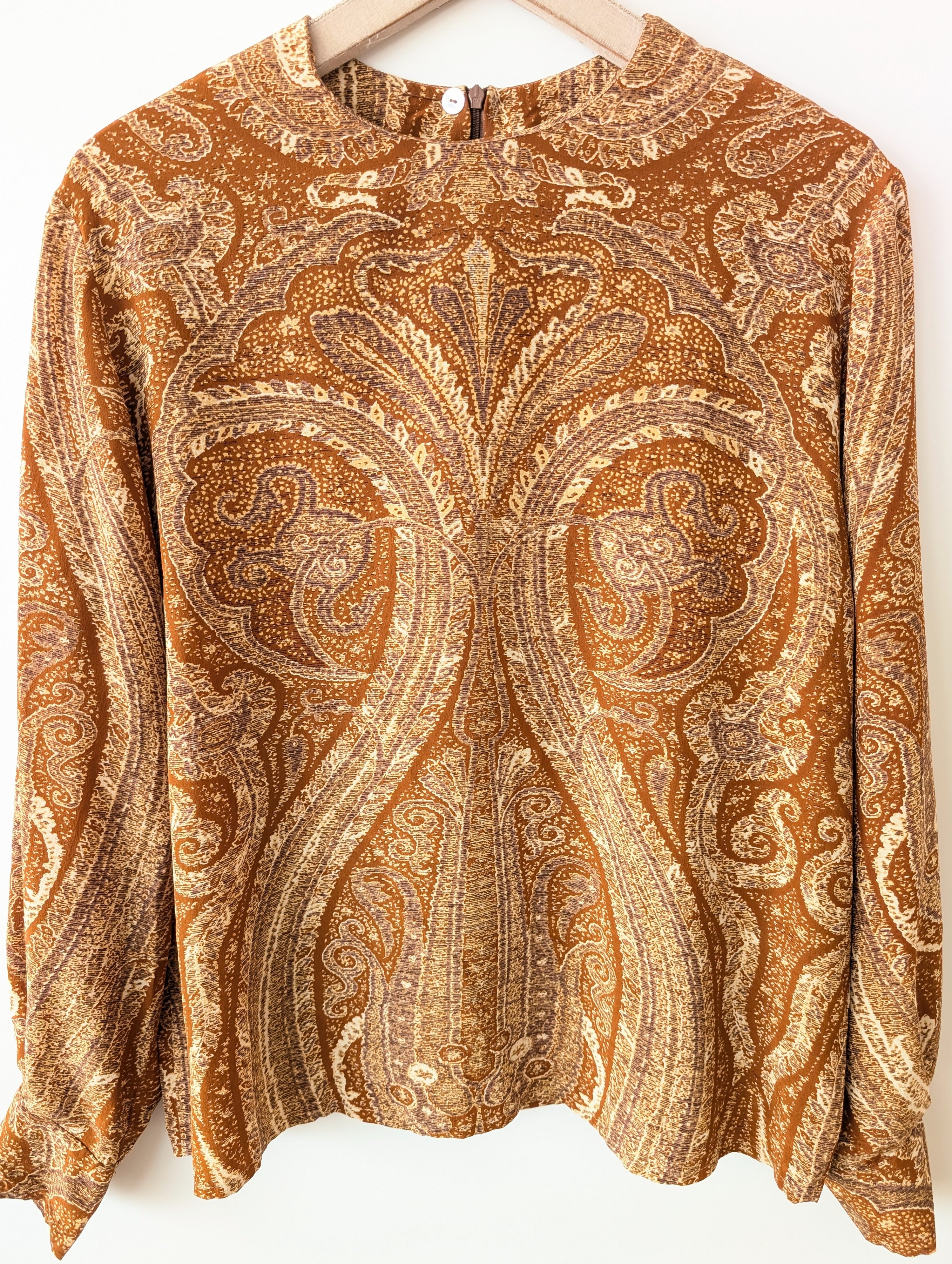 *Seide* RARE Bluse Bohemian Print Ballonärmel (L-XL)