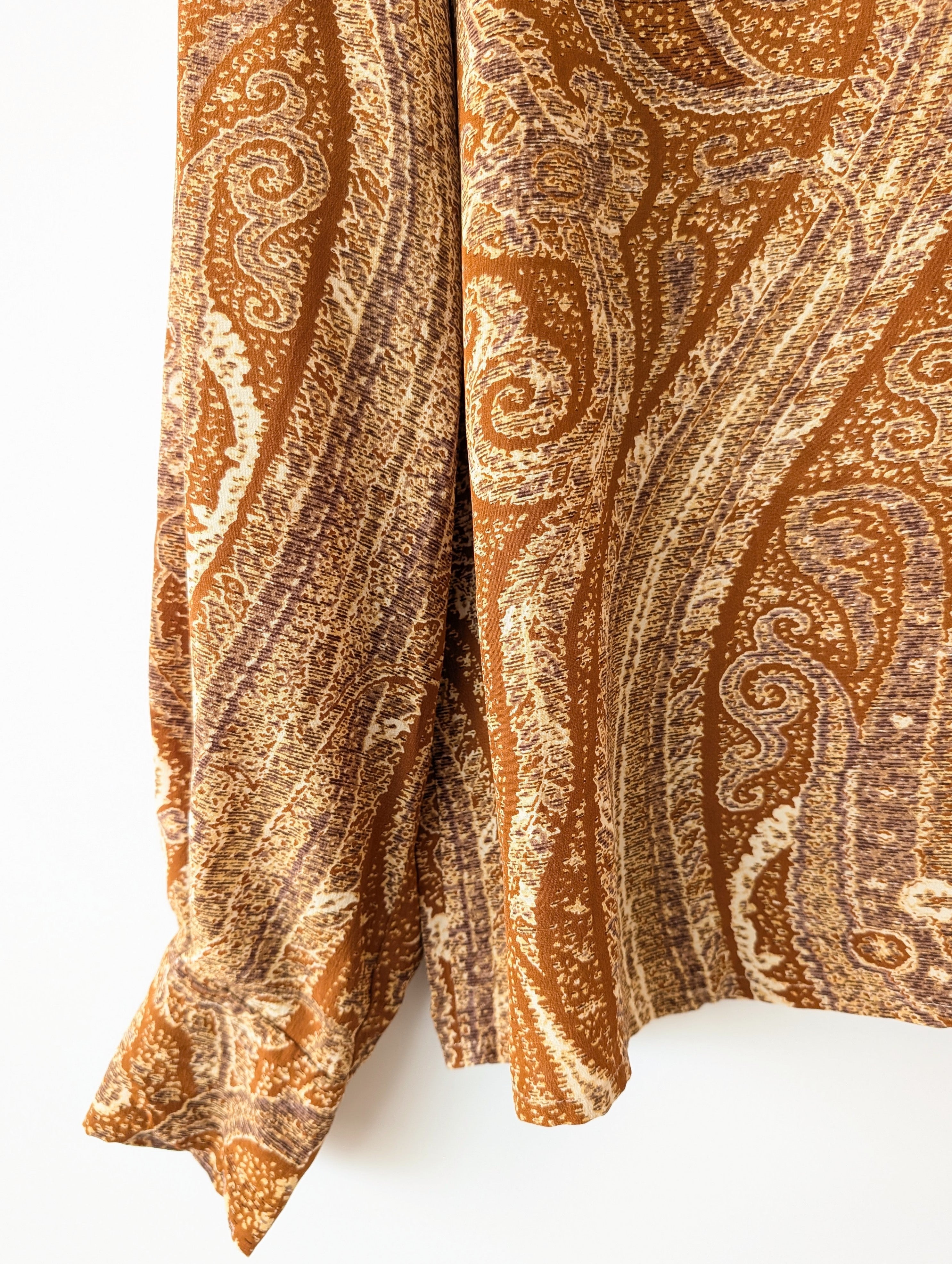 *Seide* RARE Bluse Bohemian Print Ballonärmel (L-XL)