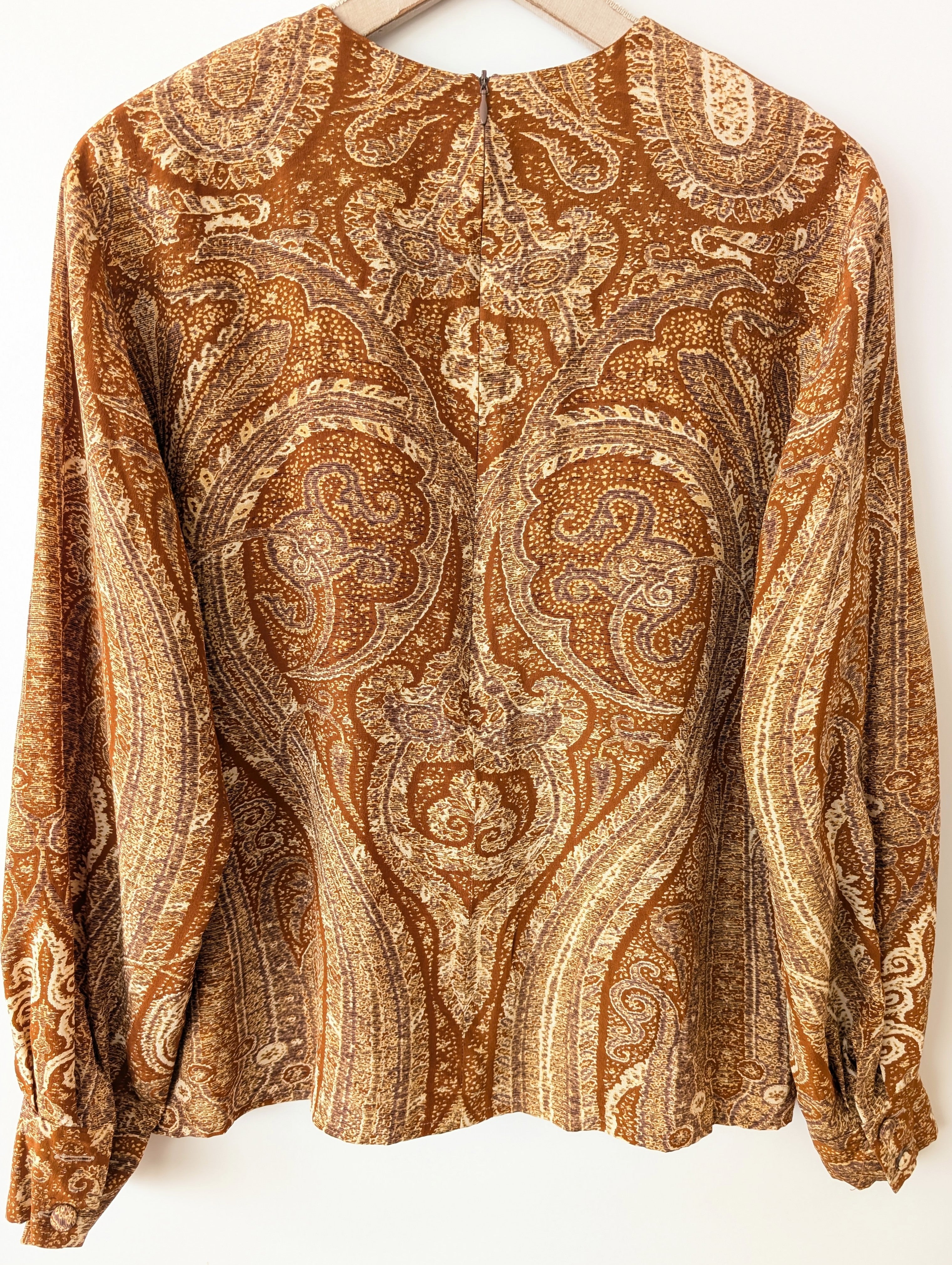 *Seide* RARE Bluse Bohemian Print Ballonärmel (L-XL)