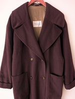 Lade das Bild in den Galerie-Viewer, *Kaschmir Angora Wolle* Mantel 80s Aubergine (M-L)
