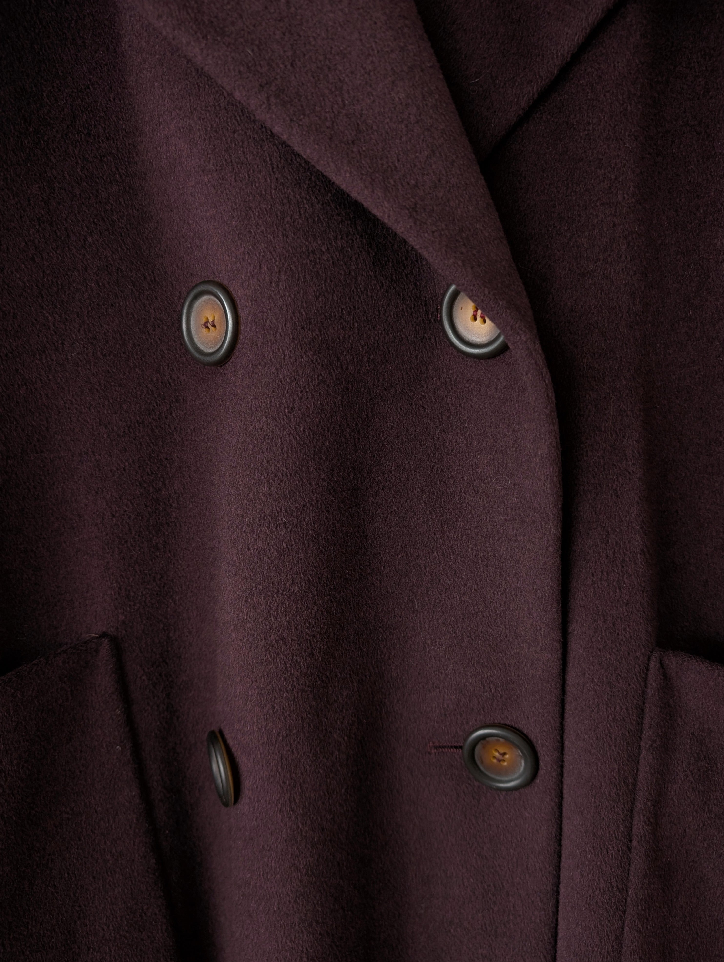 *Kaschmir Angora Wolle* Mantel 80s Aubergine (M-L)