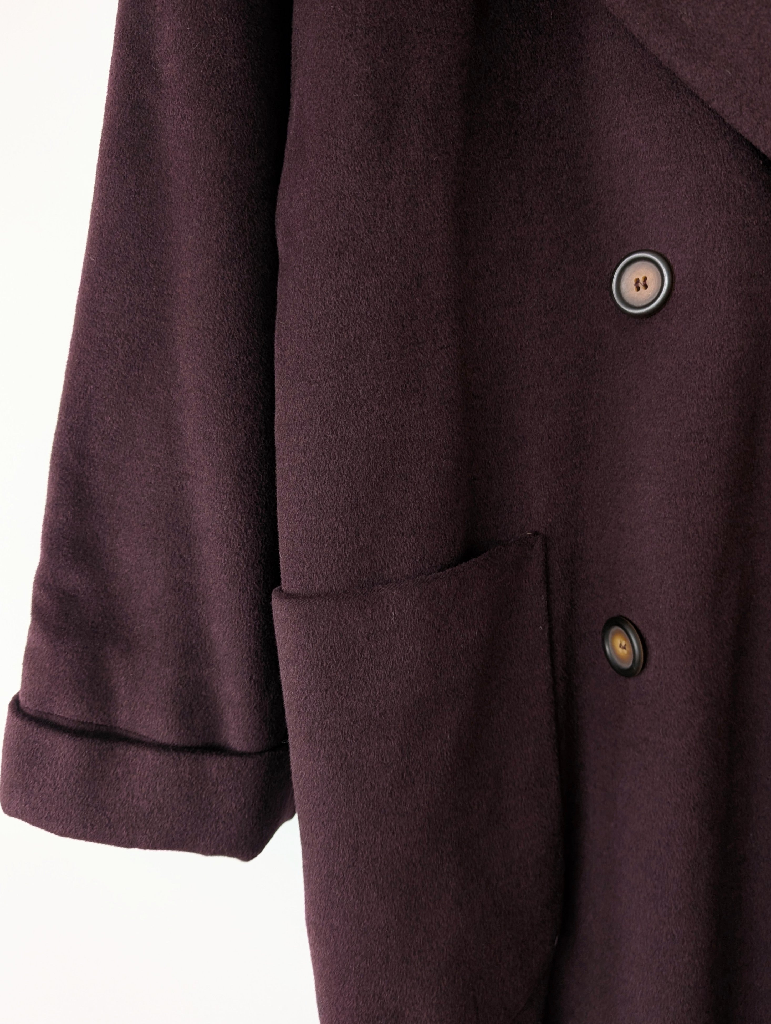 *Kaschmir Angora Wolle* Mantel 80s Aubergine (M-L)