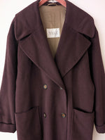 Lade das Bild in den Galerie-Viewer, *Kaschmir Angora Wolle* Mantel 80s Aubergine (M-L)
