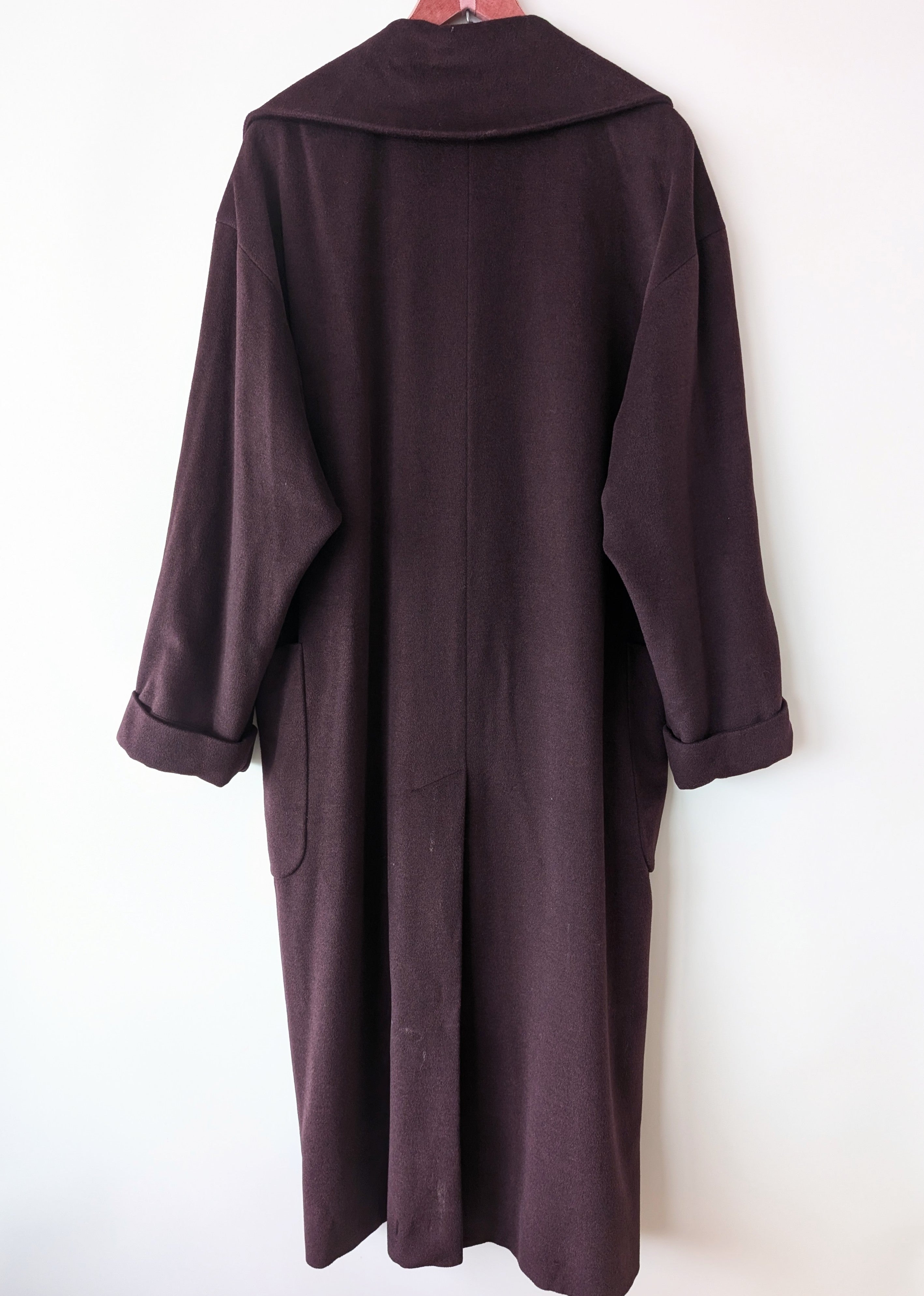 *Kaschmir Angora Wolle* Mantel 80s Aubergine (M-L)