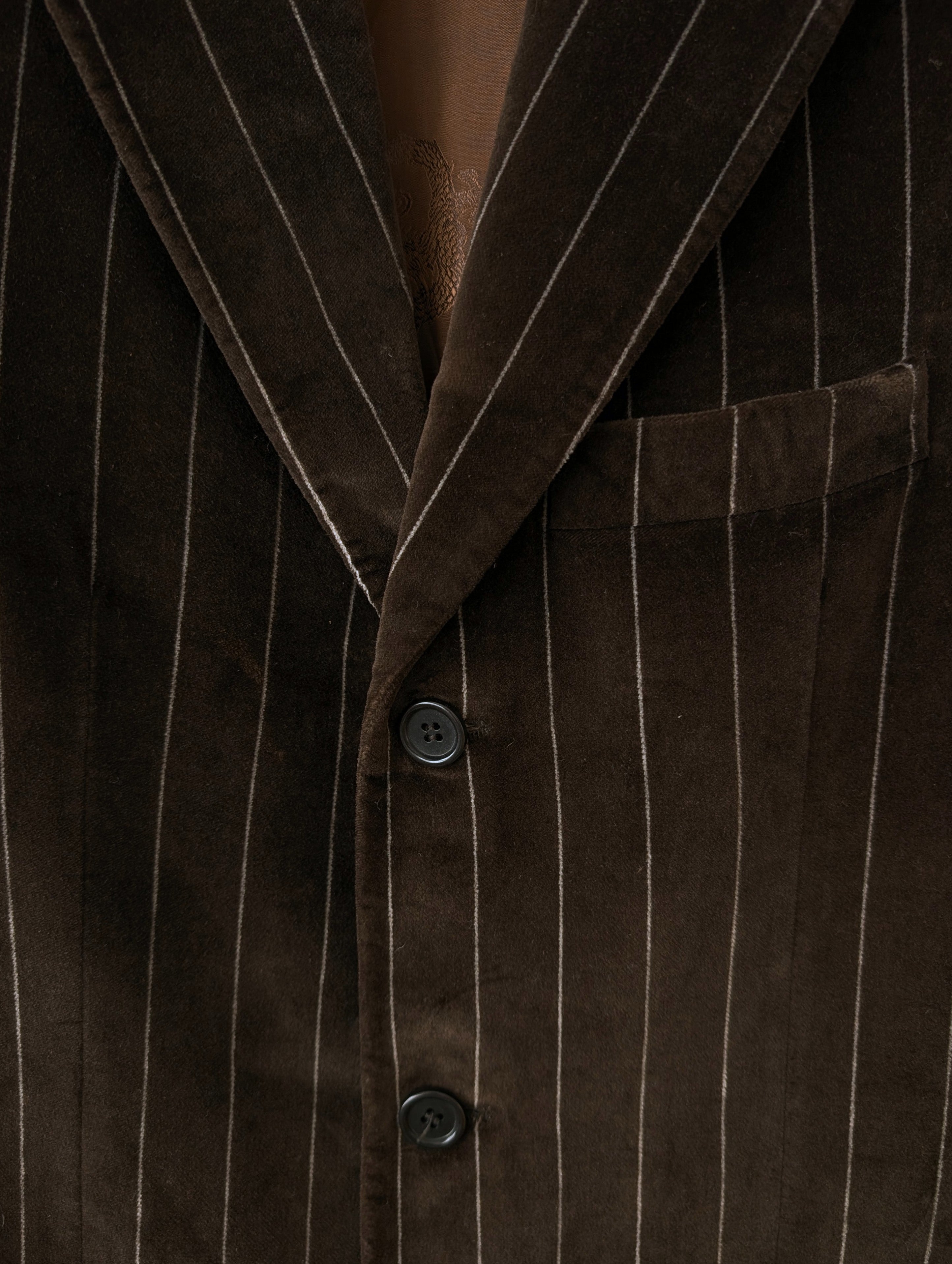 *Samt* Mantel Nadelstreifen Braun Grau (L-XL)