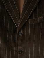 Lade das Bild in den Galerie-Viewer, *Samt* Mantel Nadelstreifen Braun Grau (L-XL)
