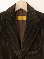 Lade das Bild in den Galerie-Viewer, *Samt* Mantel Nadelstreifen Braun Grau (L-XL)
