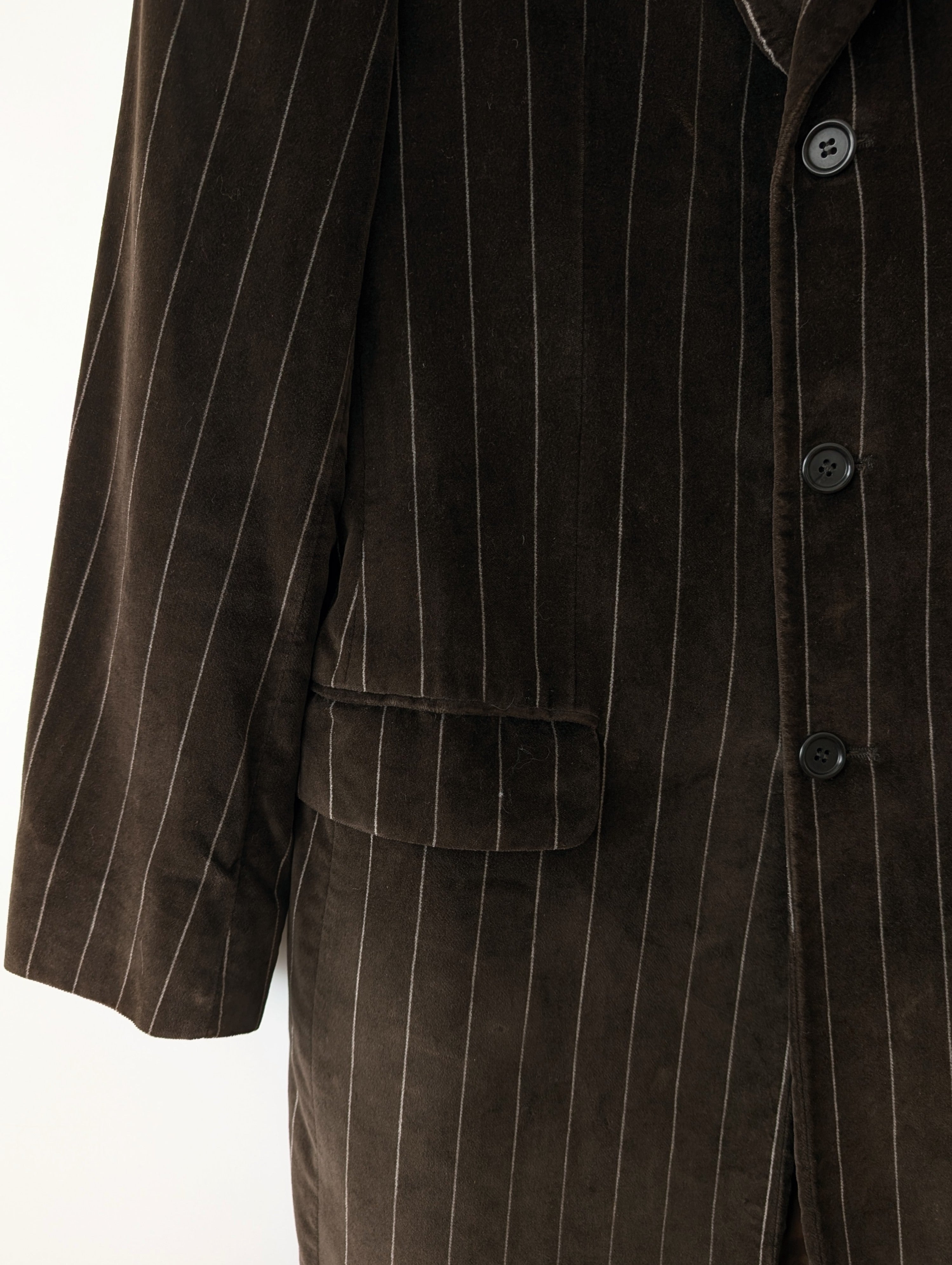 *Samt* Mantel Nadelstreifen Braun Grau (L-XL)