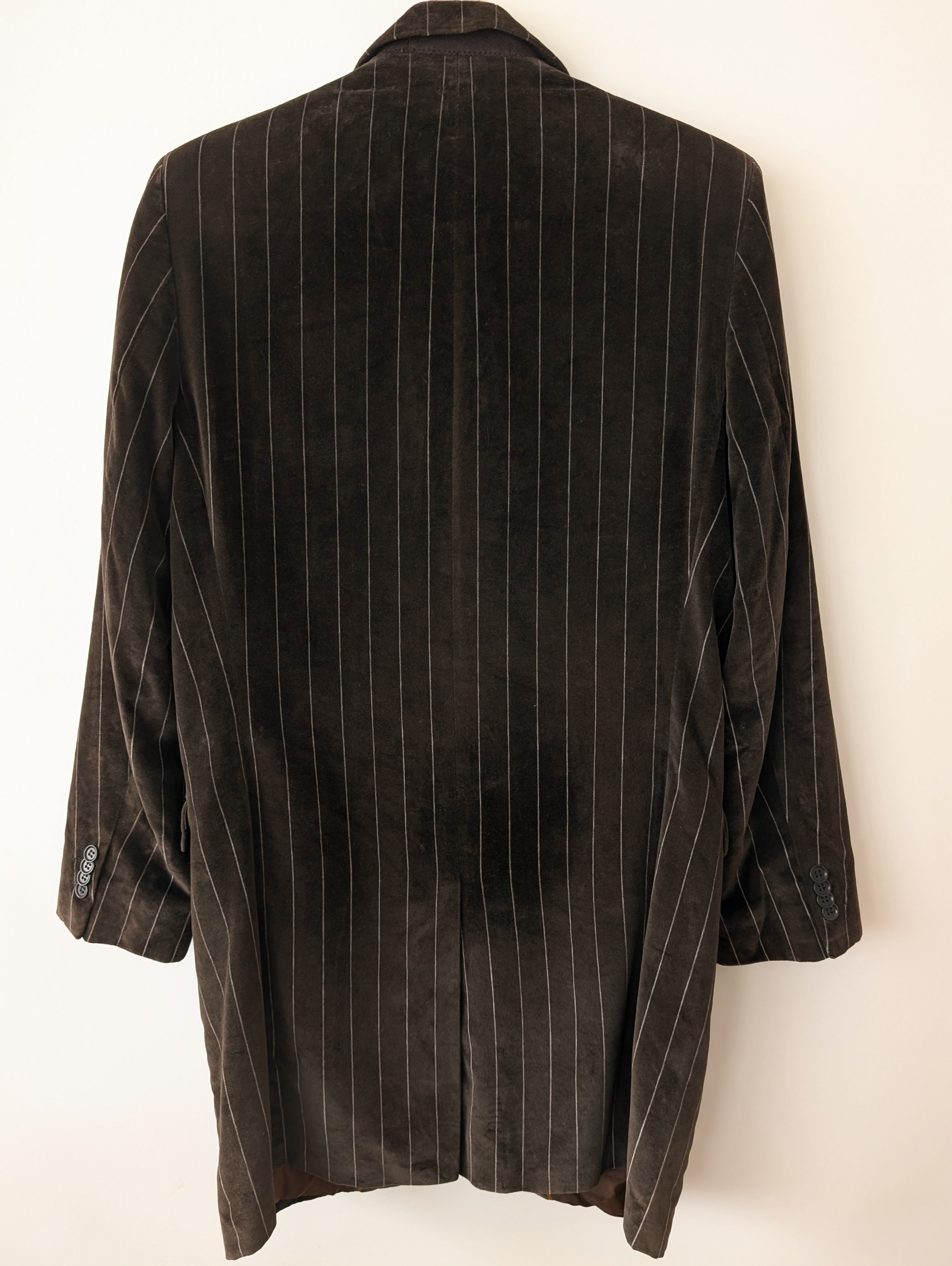 *Samt* Mantel Nadelstreifen Braun Grau (L-XL)