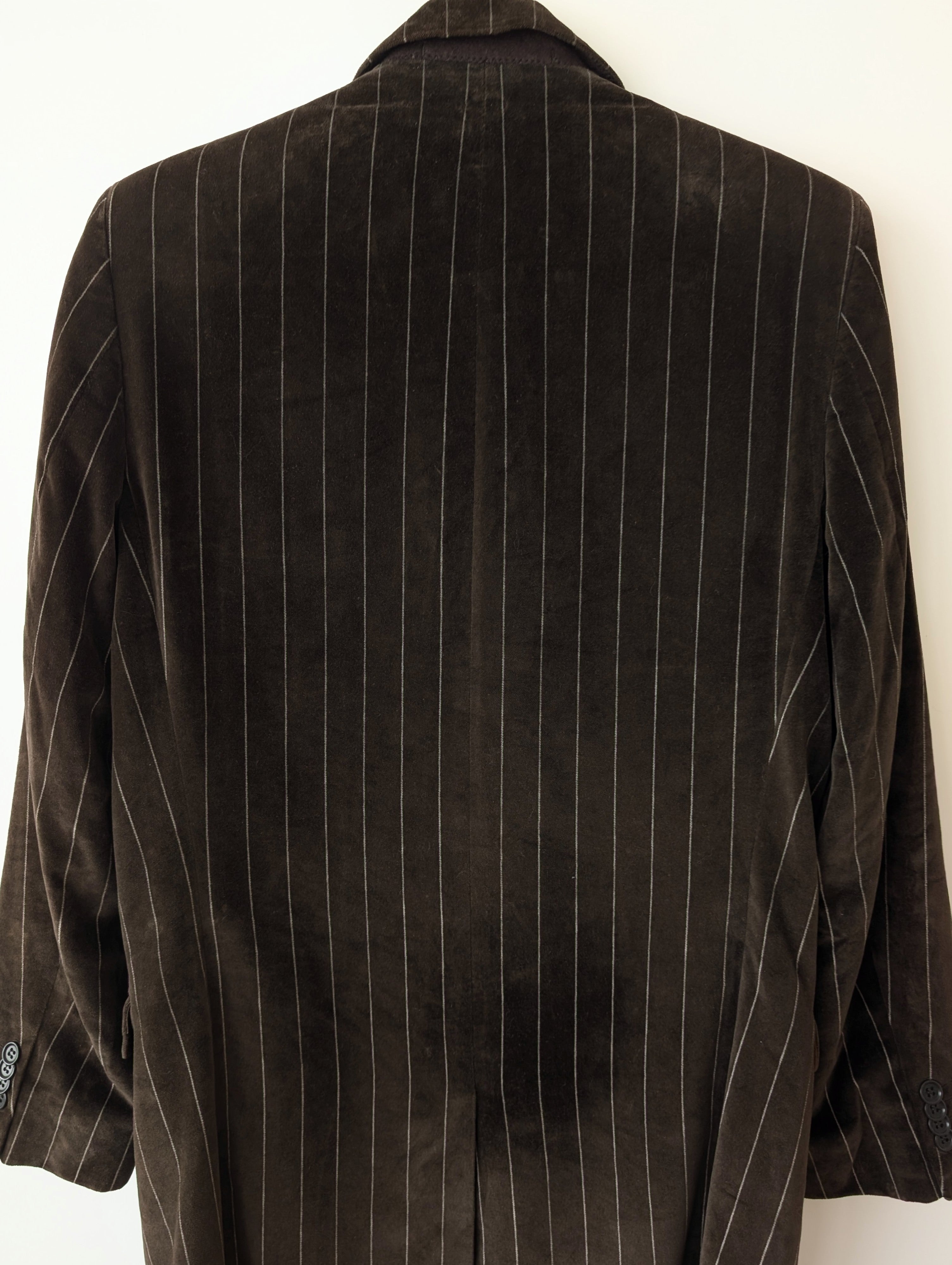 *Samt* Mantel Nadelstreifen Braun Grau (L-XL)