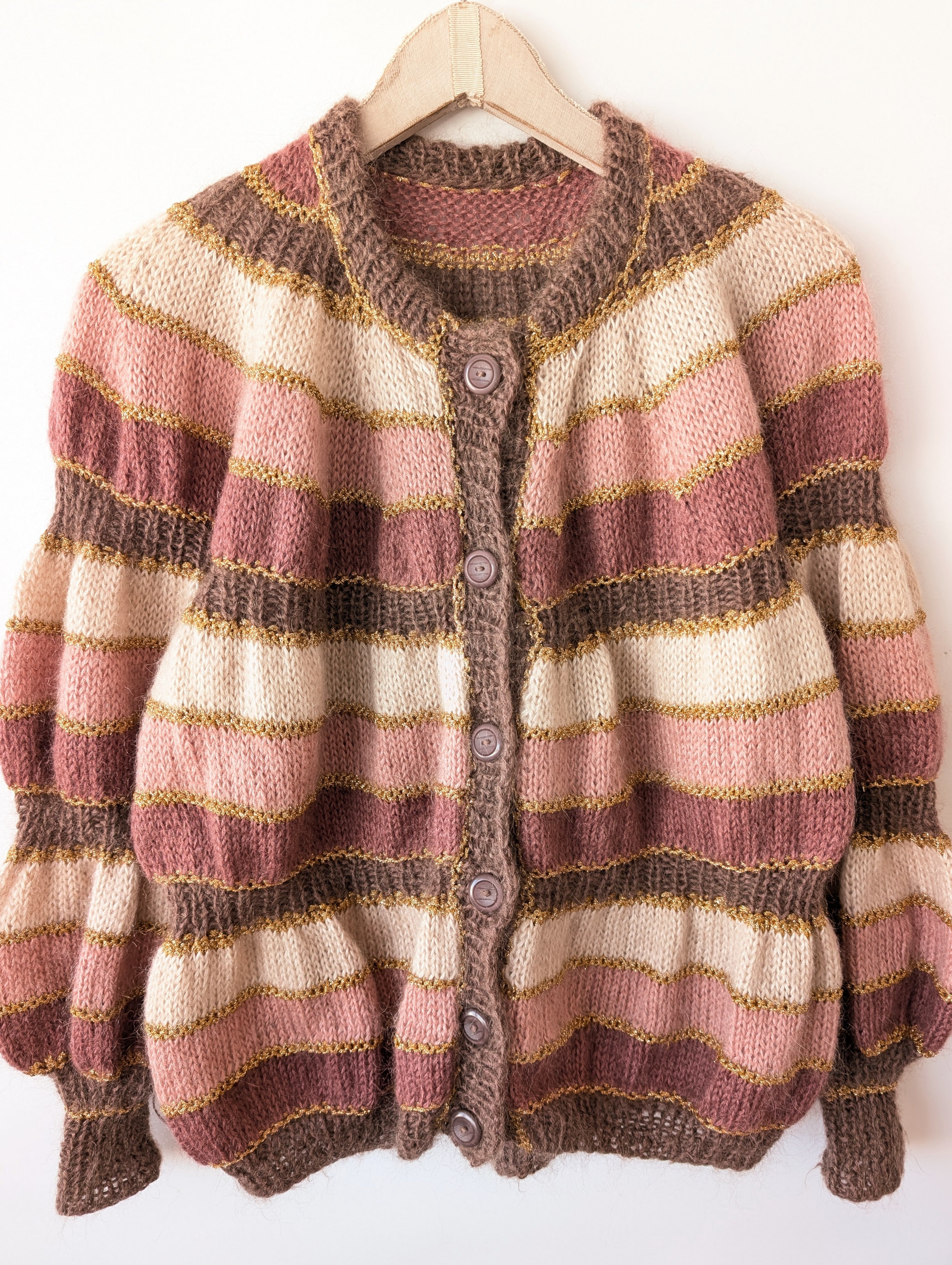 *Handmade* Cardigan Mohair Blockstreifen Waves (M-L)