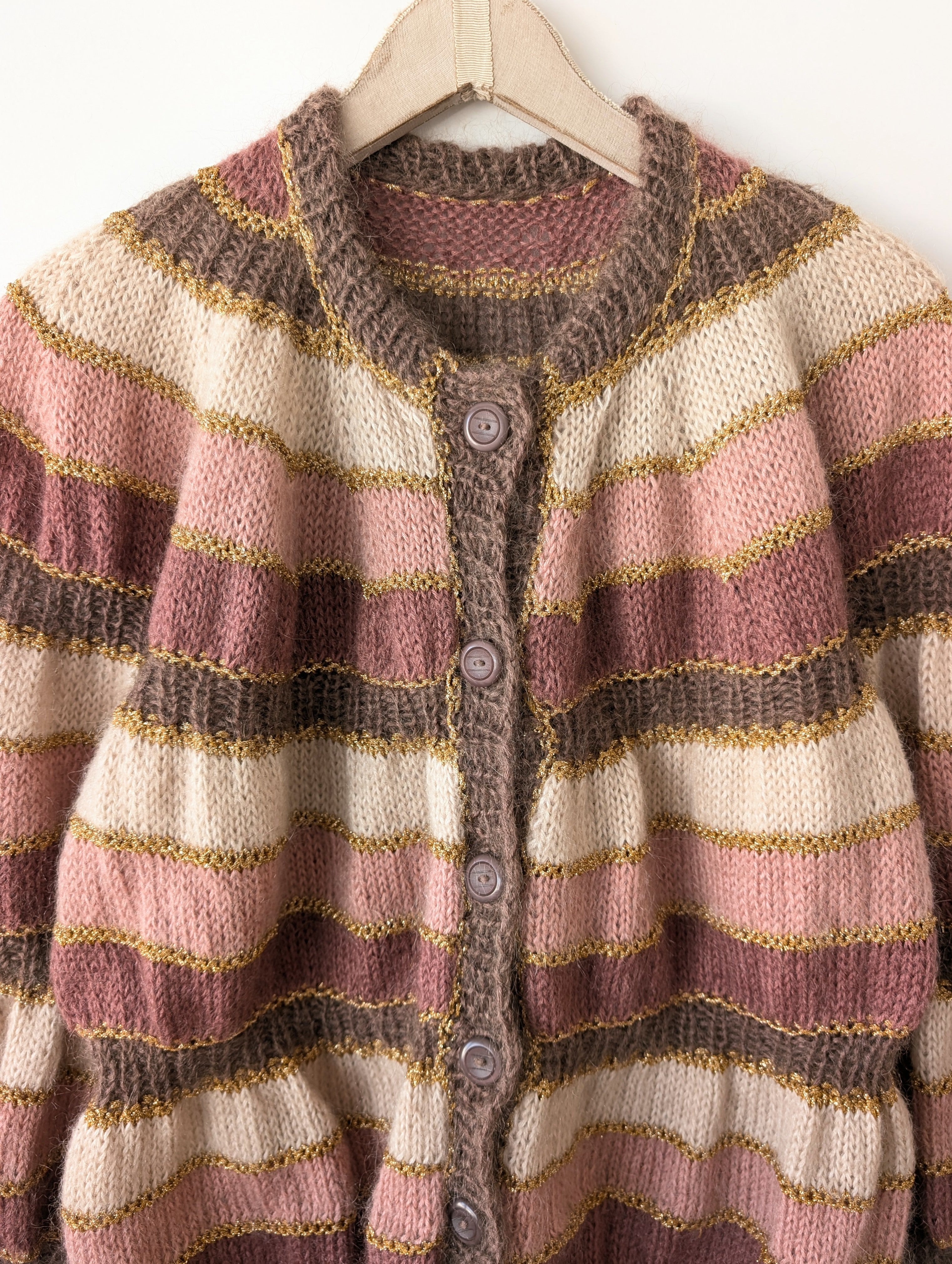 *Handmade* Cardigan Mohair Blockstreifen Waves (M-L)