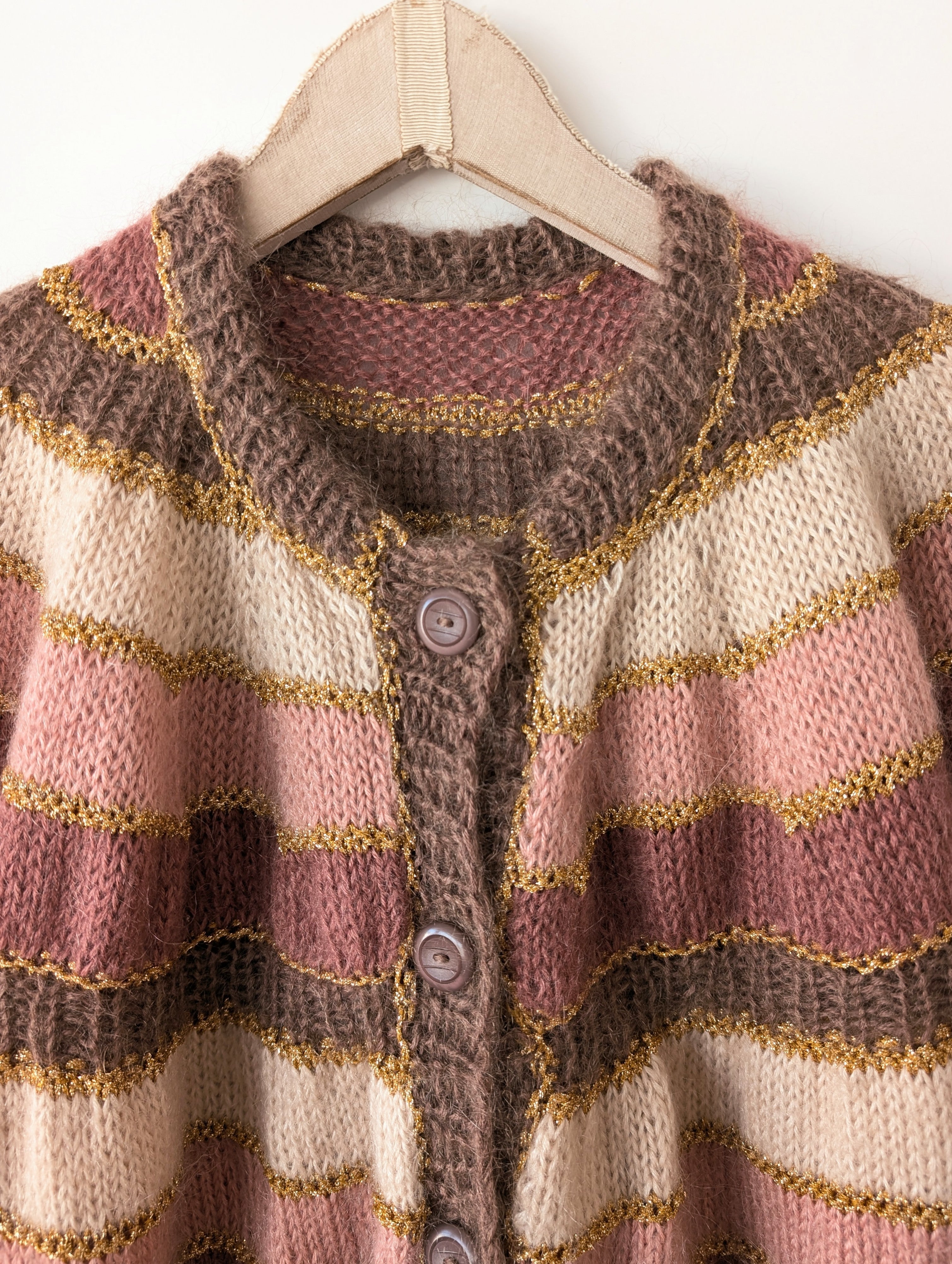 *Handmade* Cardigan Mohair Blockstreifen Waves (M-L)