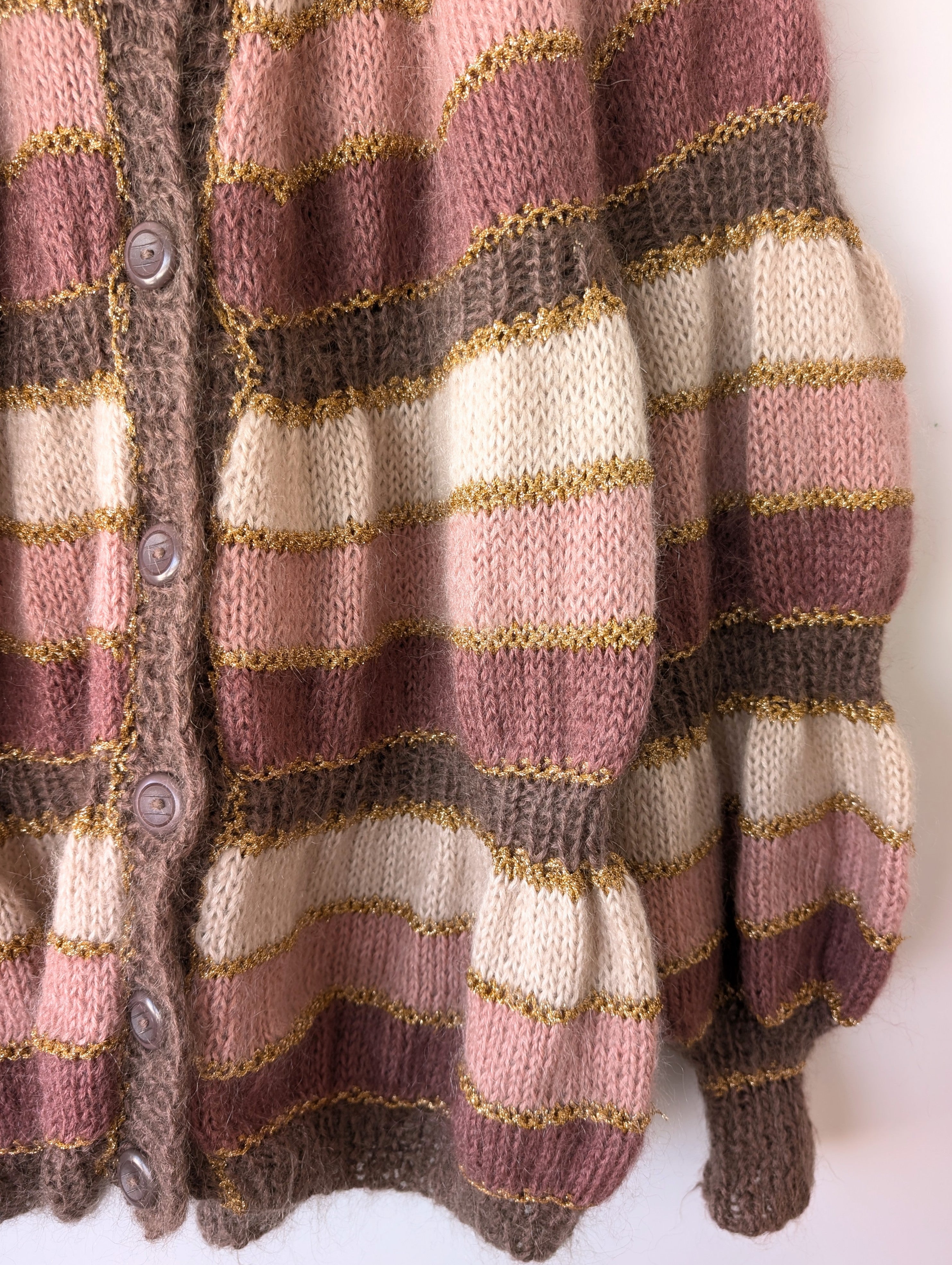 *Handmade* Cardigan Mohair Blockstreifen Waves (M-L)