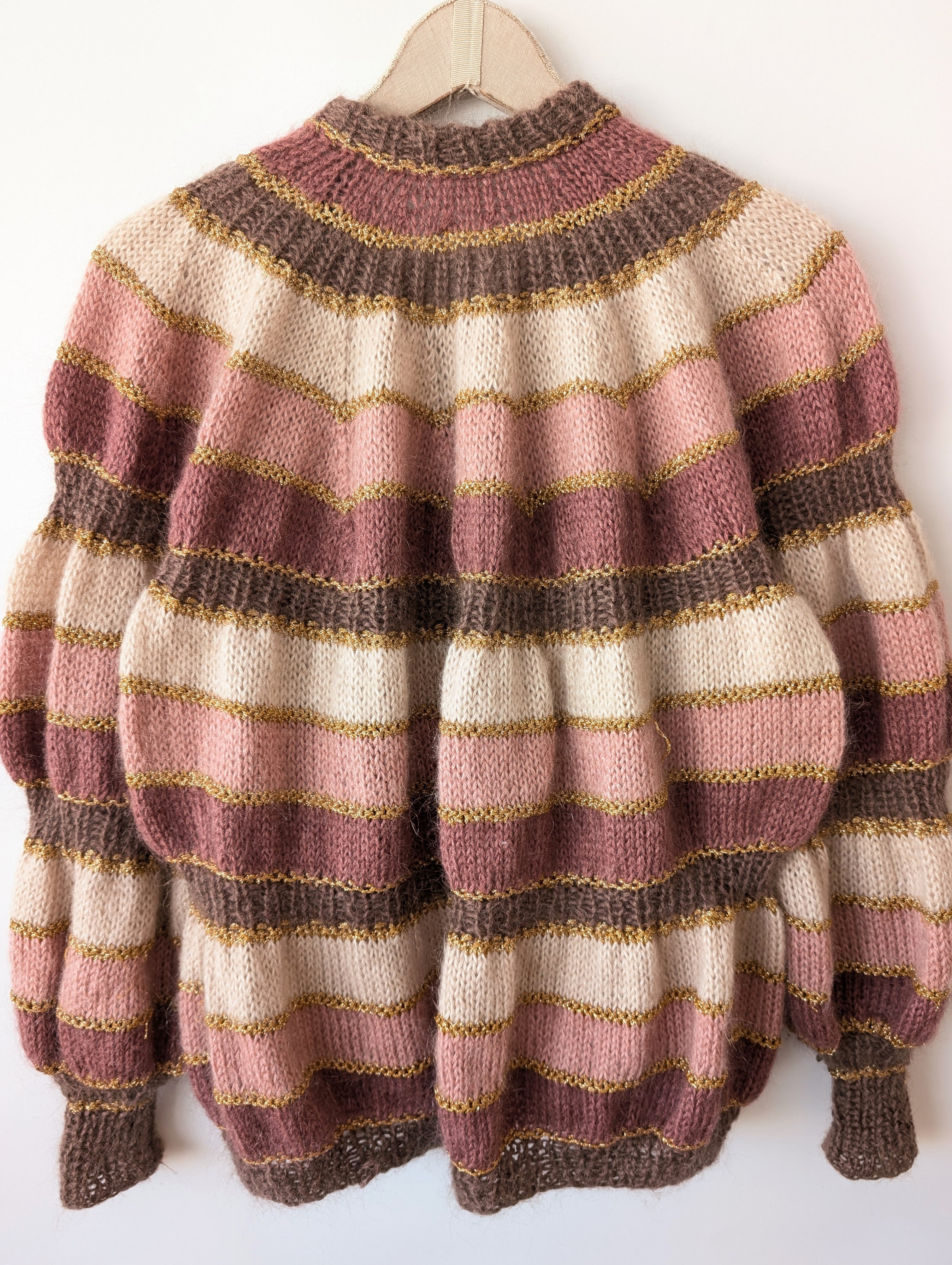 *Handmade* Cardigan Mohair Blockstreifen Waves (M-L)