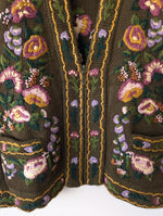Lade das Bild in den Galerie-Viewer, *Wolle* Cardigan Bohemian Blumen Stickerei (L-XL)
