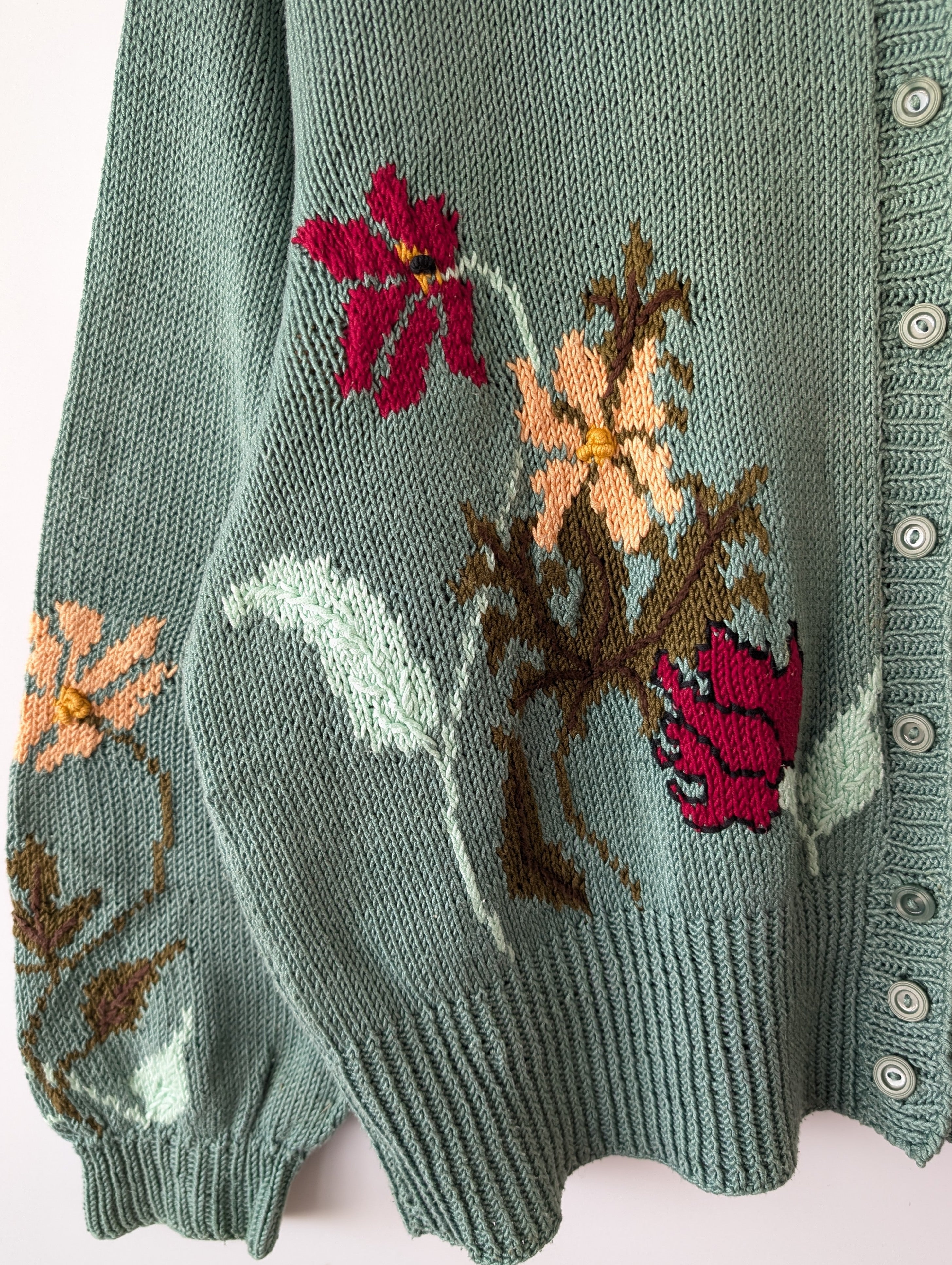 *Handmade* Cardigan Floraler Stick Mint (XL)