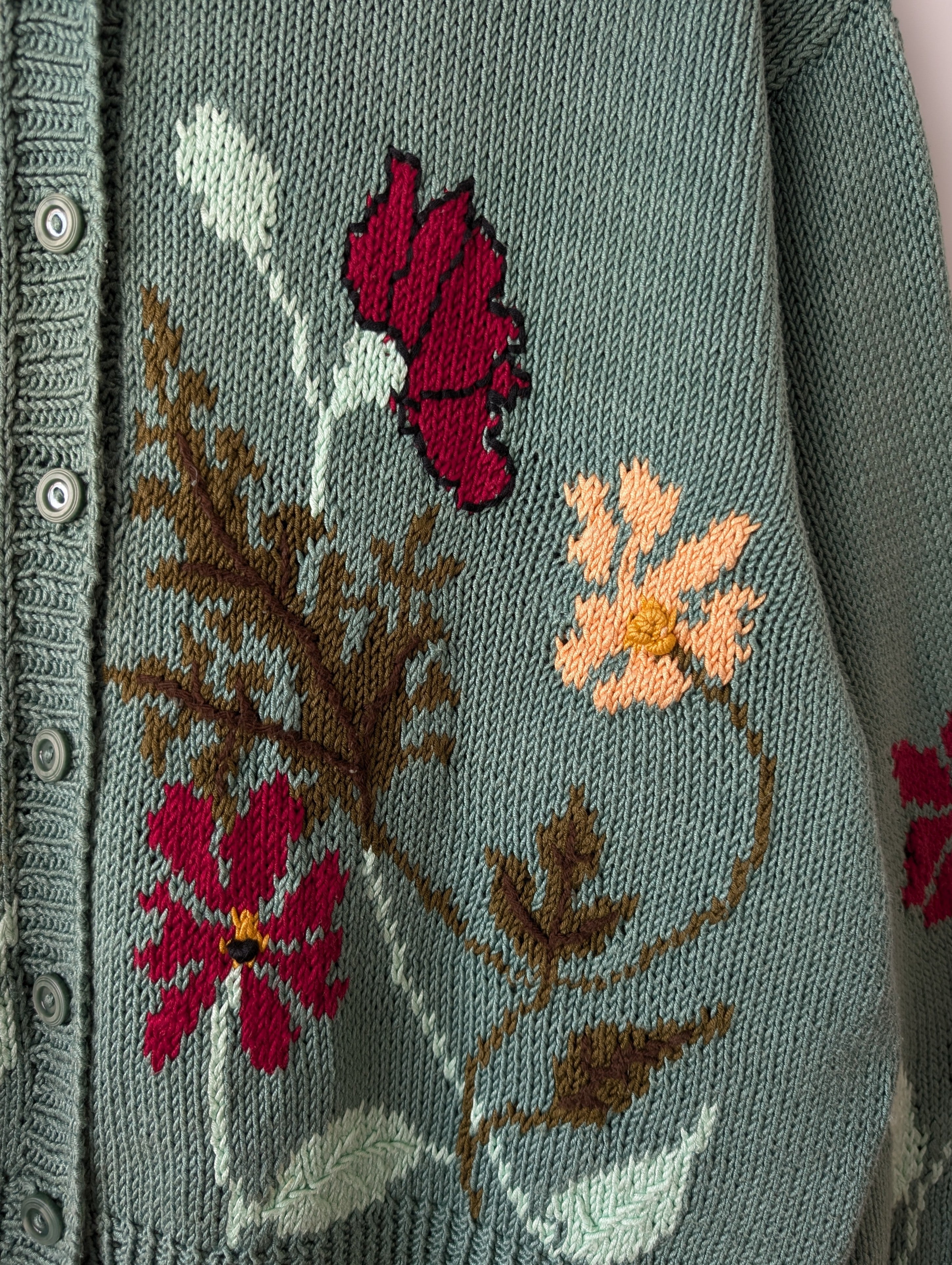 *Handmade* Cardigan Floraler Stick Mint (XL)