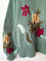 Lade das Bild in den Galerie-Viewer, *Handmade* Cardigan Floraler Stick Mint (XL)
