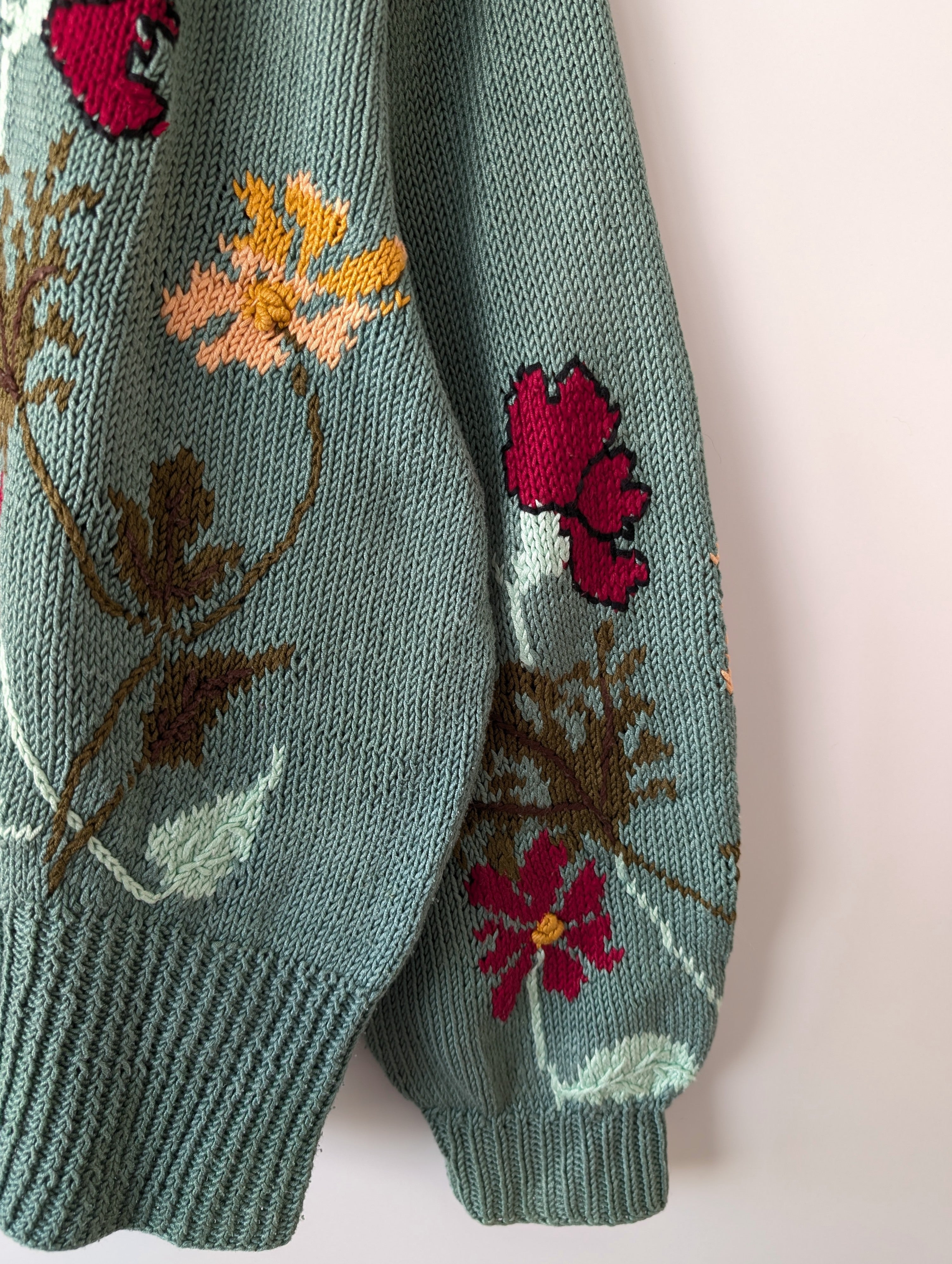 *Handmade* Cardigan Floraler Stick Mint (XL)