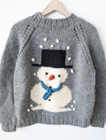 Lade das Bild in den Galerie-Viewer, *Handmade* Pullover Wolle Schneemann Stick (M-L)
