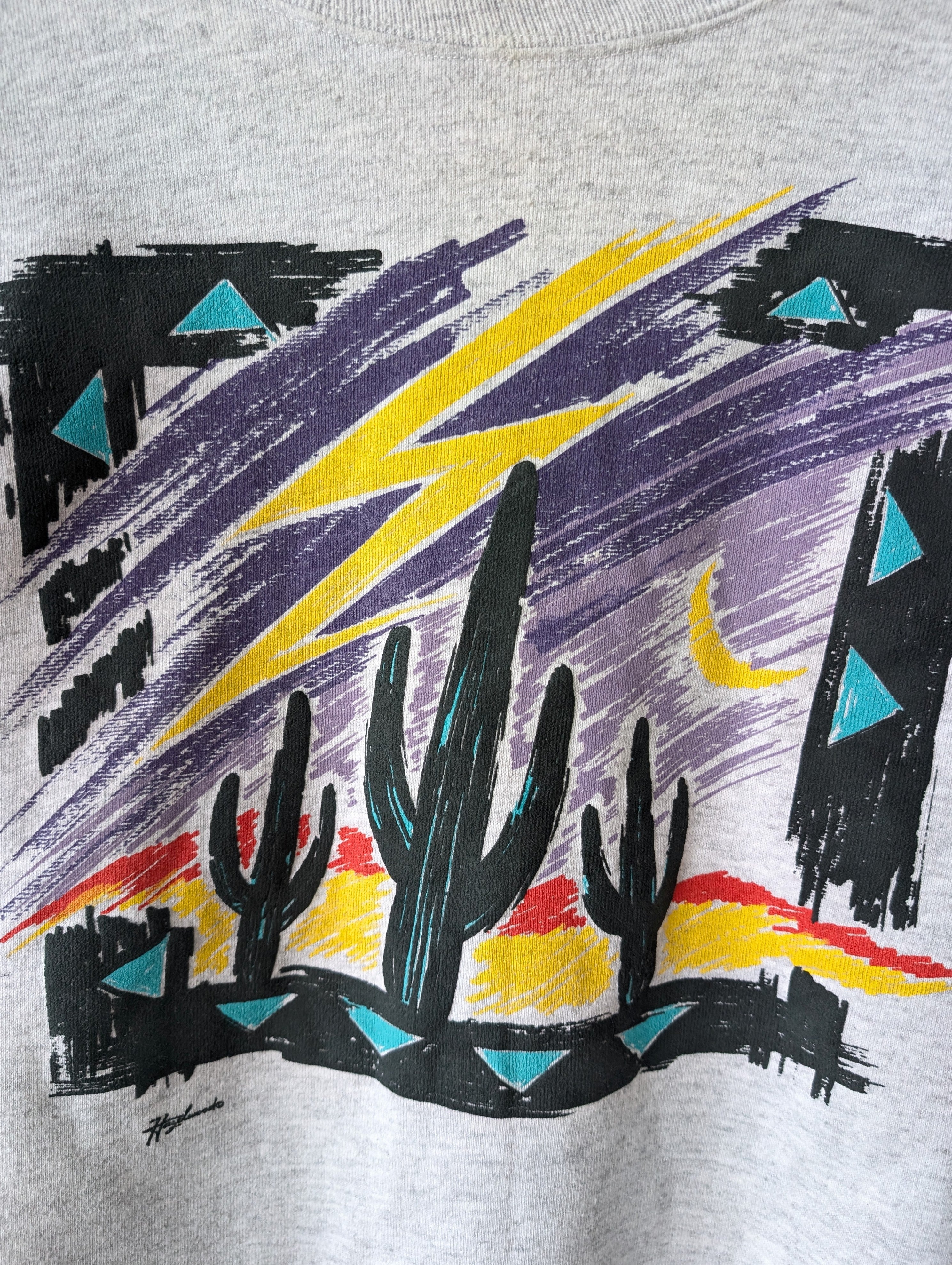 Sweater 80s Kaktus Siebdruck USA (XL)