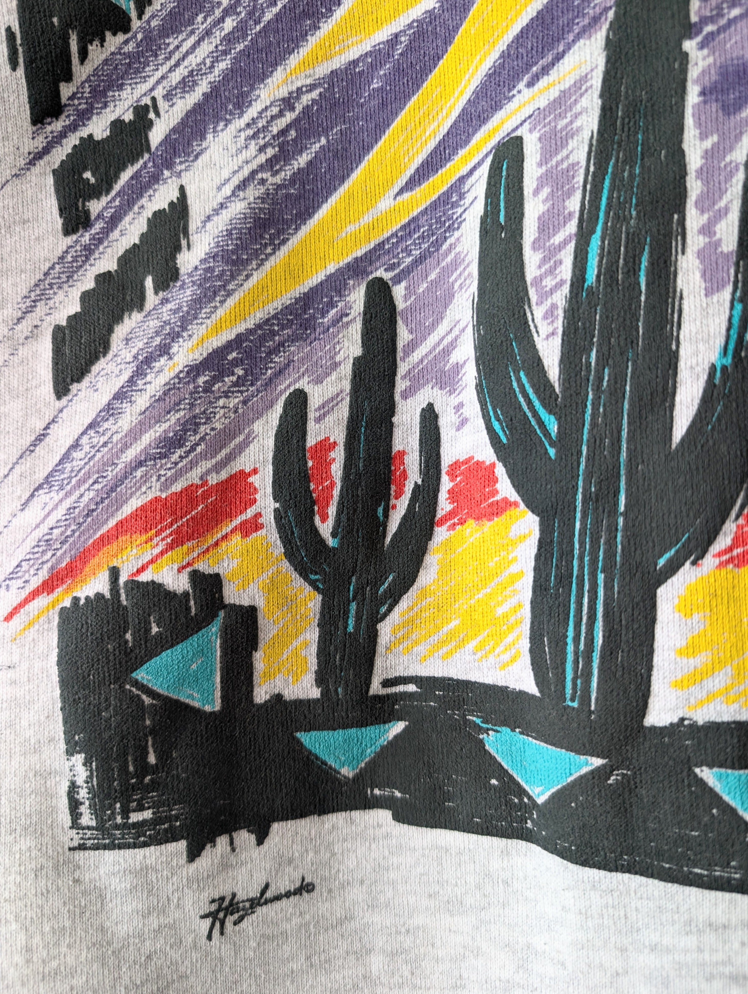 Sweater 80s Kaktus Siebdruck USA (XL)