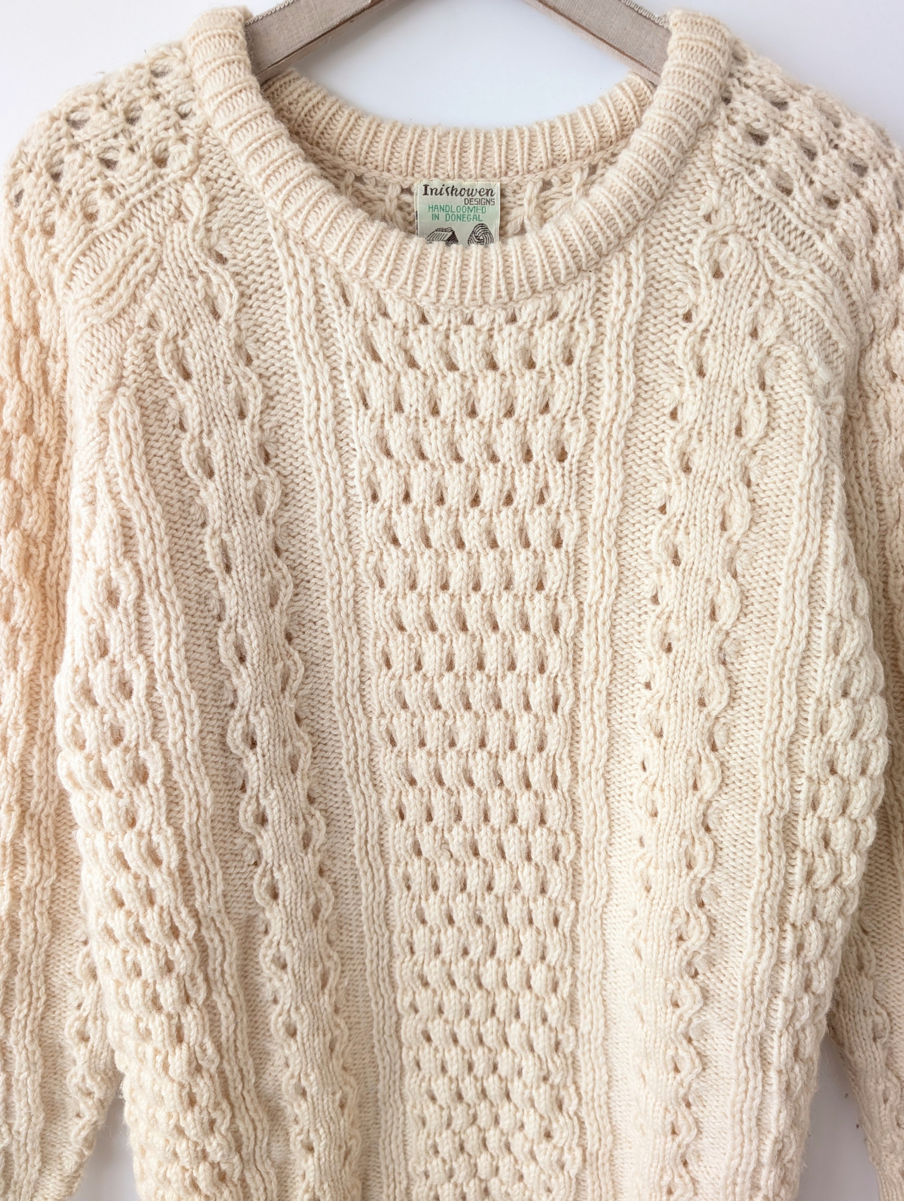 *Wolle* Pullover Handmade Zopfstrick Ireland (L-XL)