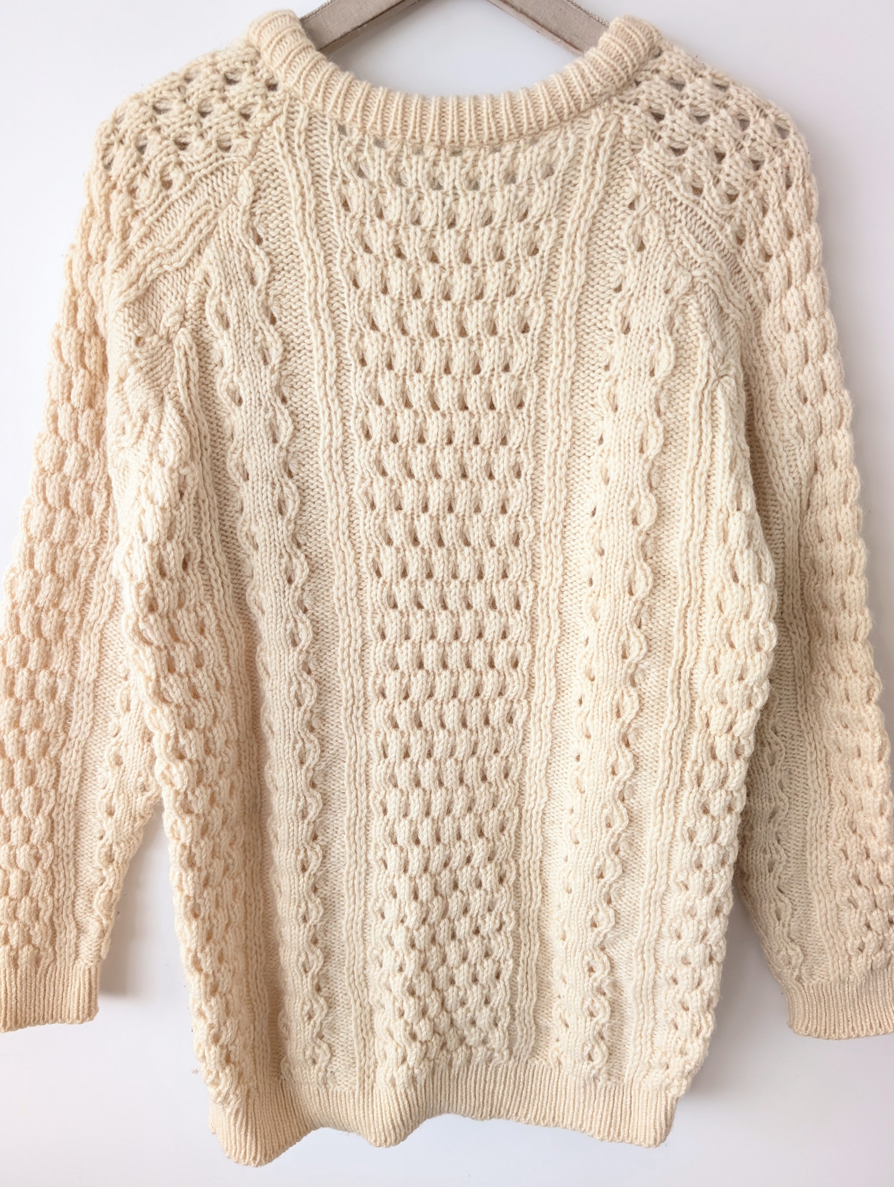 *Wolle* Pullover Handmade Zopfstrick Ireland (L-XL)