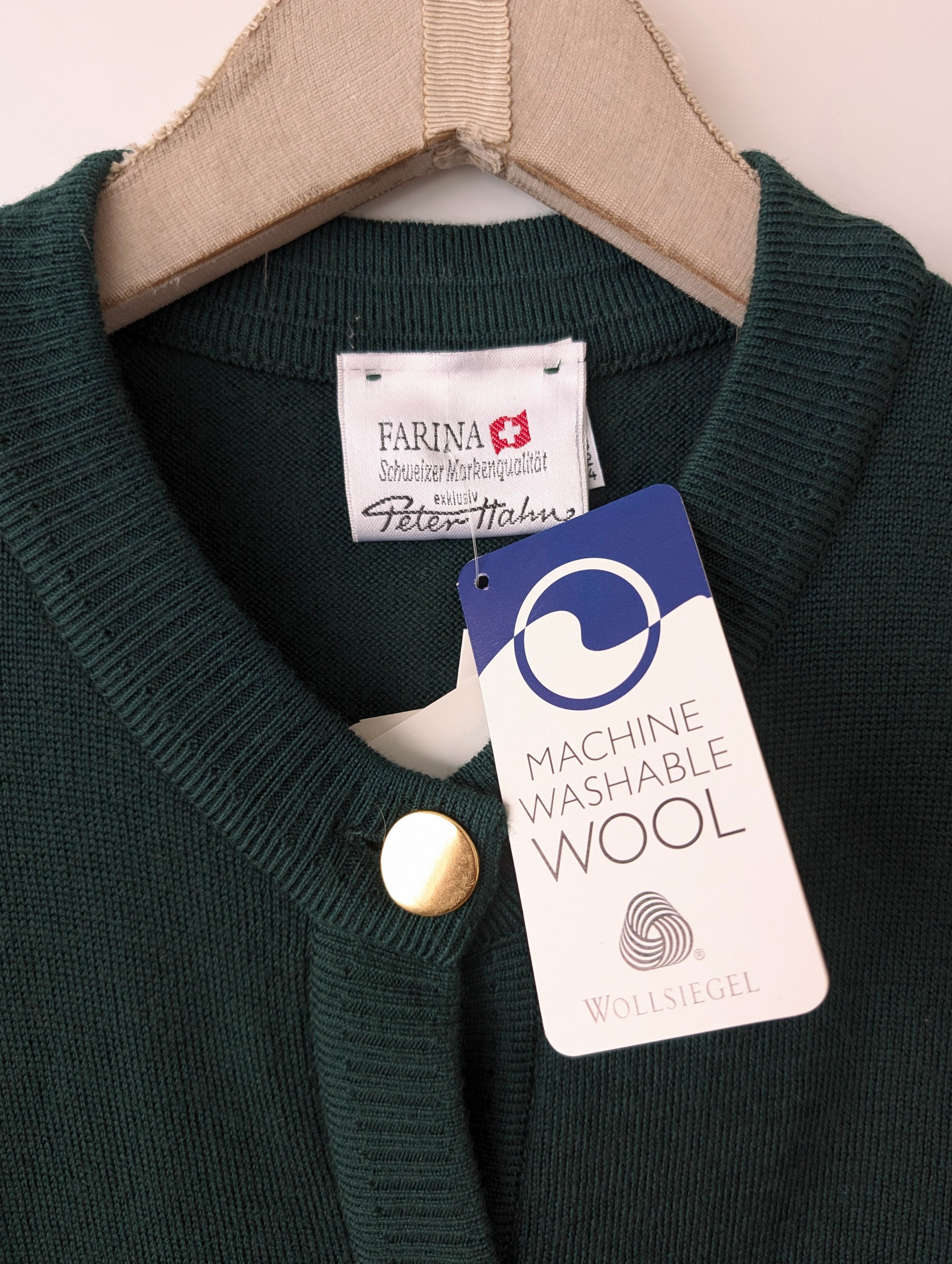 *Wolle* NEU Cardigan 80s Marine Dunkelgrün (L)
