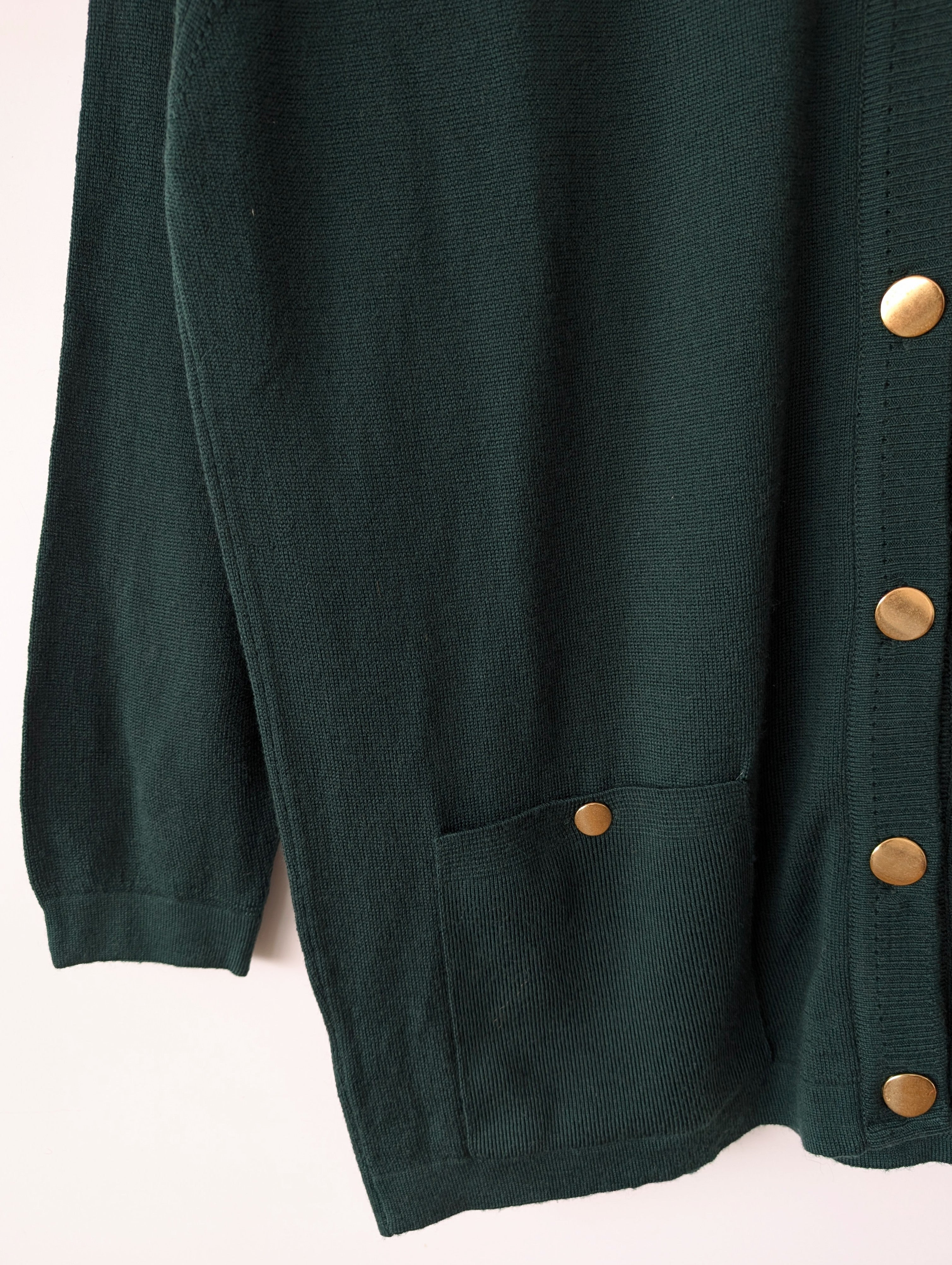 *Wolle* NEU Cardigan 80s Marine Dunkelgrün (L)