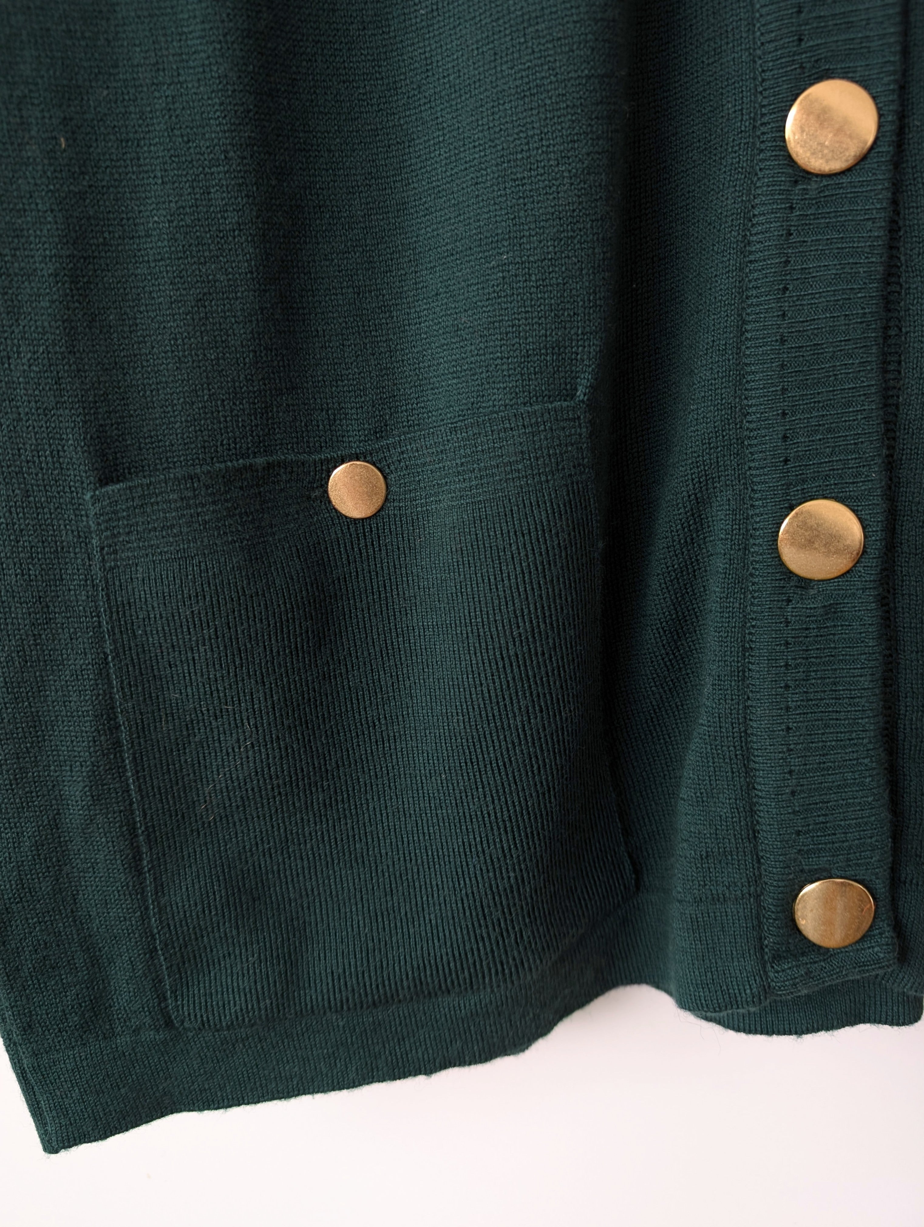 *Wolle* NEU Cardigan 80s Marine Dunkelgrün (L)