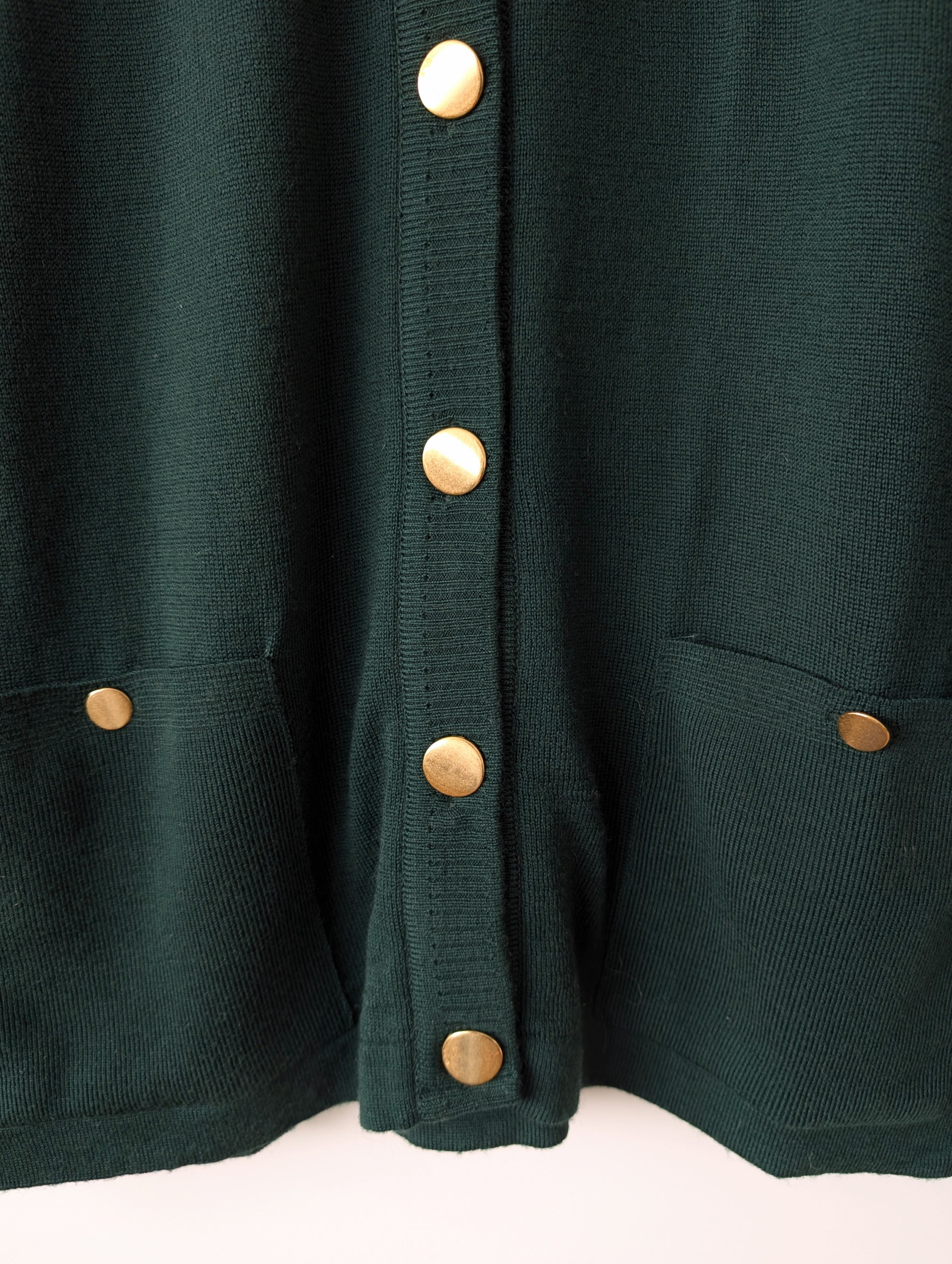 *Wolle* NEU Cardigan 80s Marine Dunkelgrün (L)