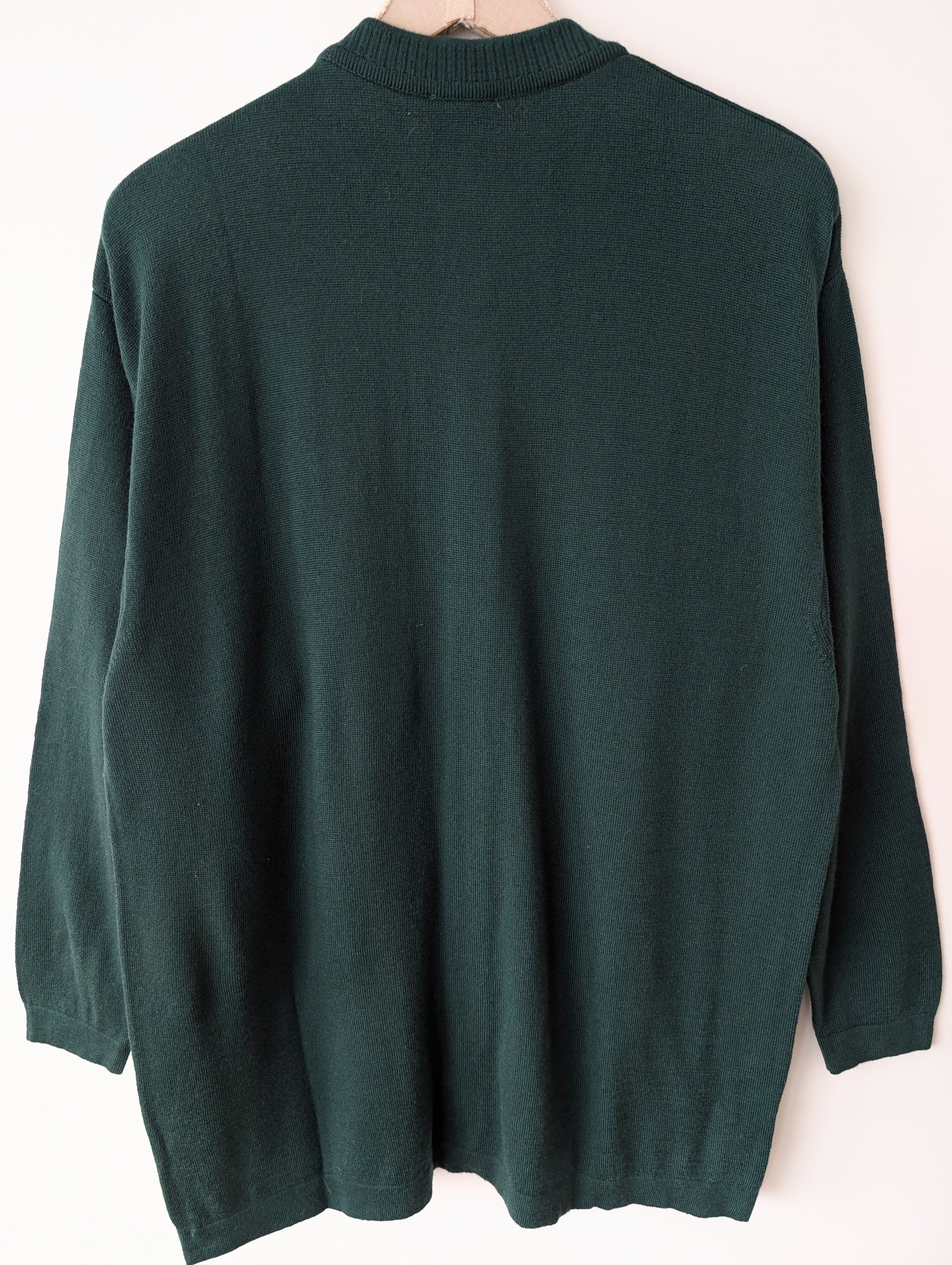 *Wolle* NEU Cardigan 80s Marine Dunkelgrün (L)