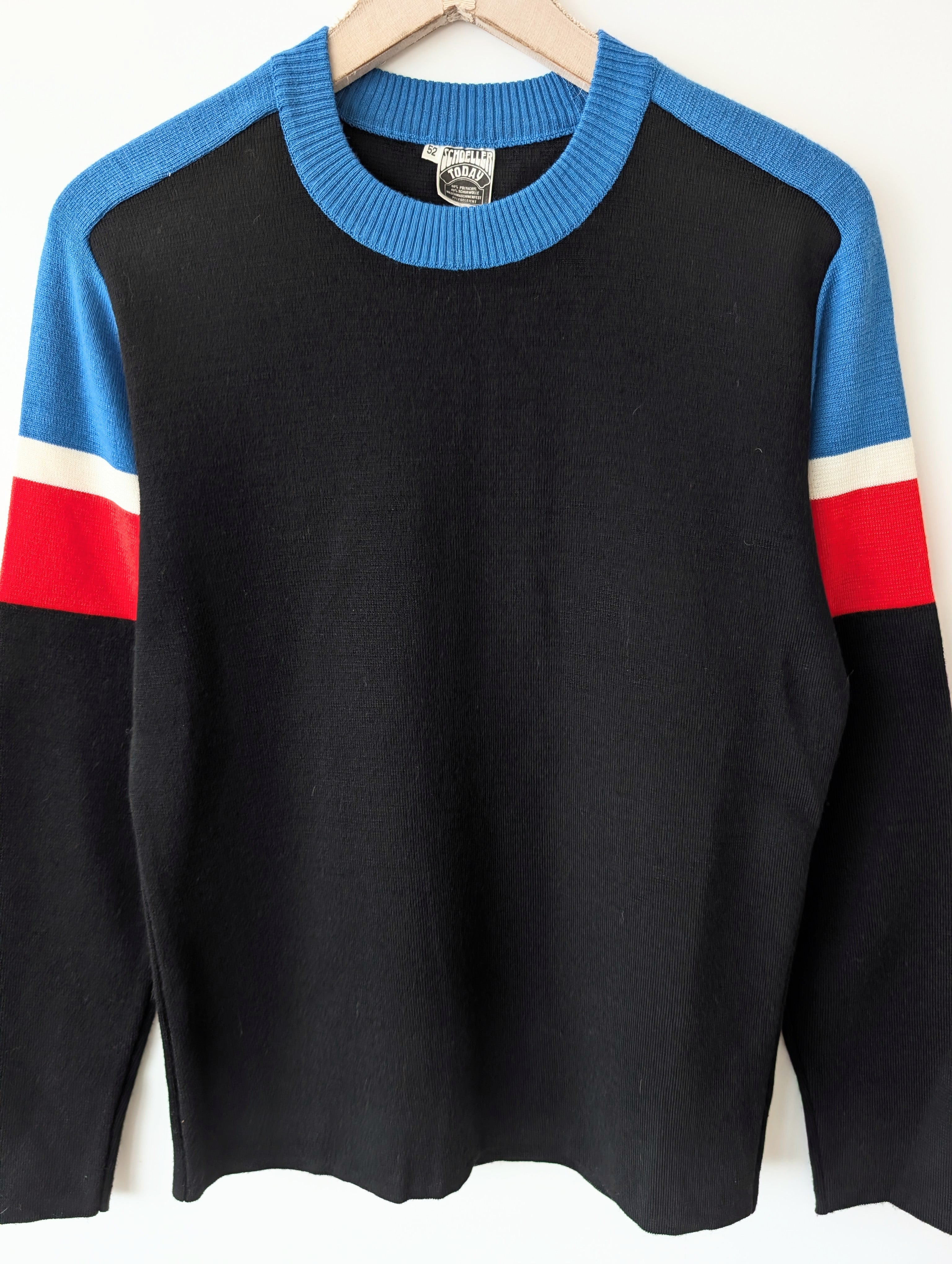 Pullover 70s Streifen Strick Wolle (L)