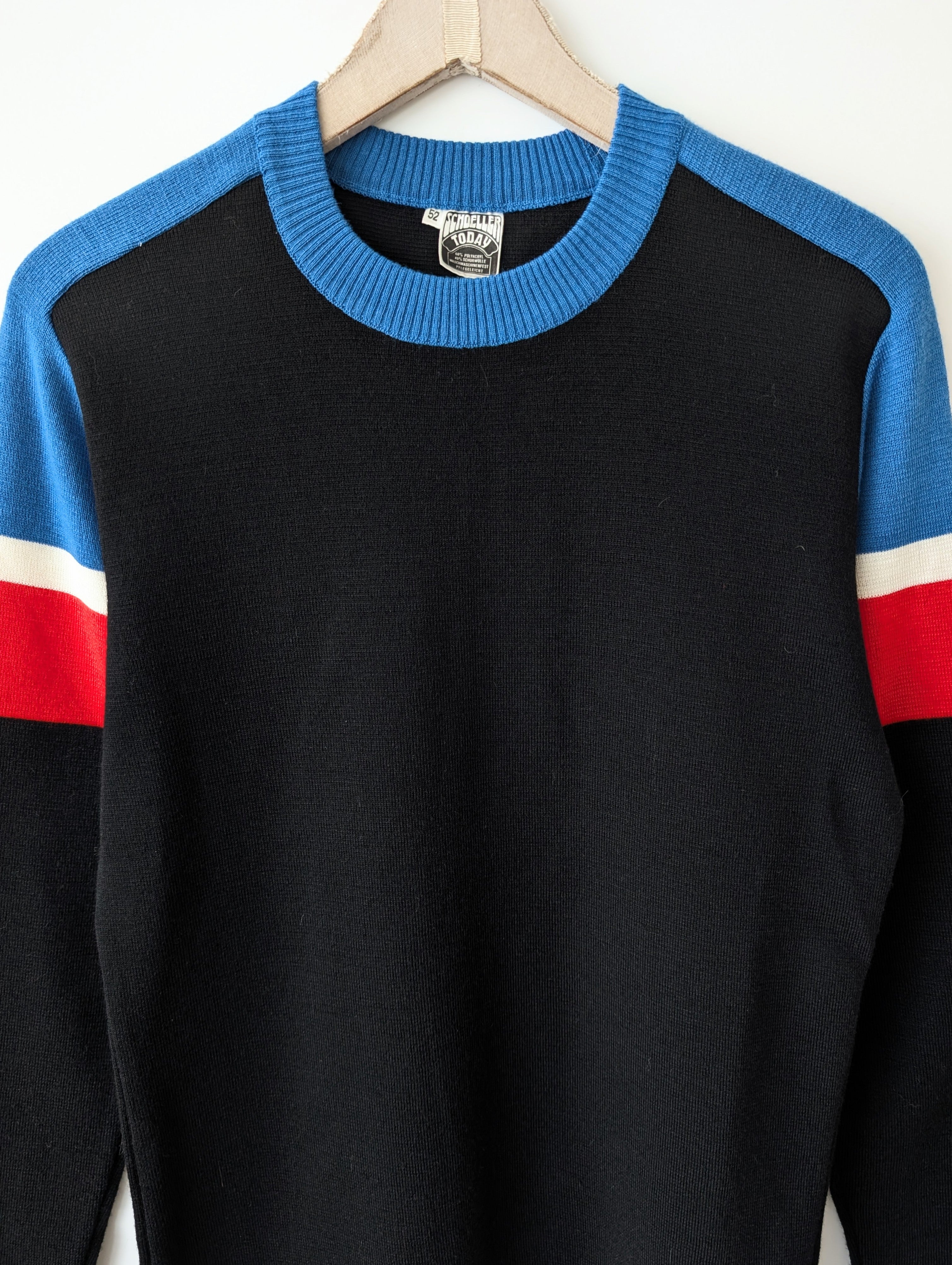 Pullover 70s Streifen Strick Wolle (L)