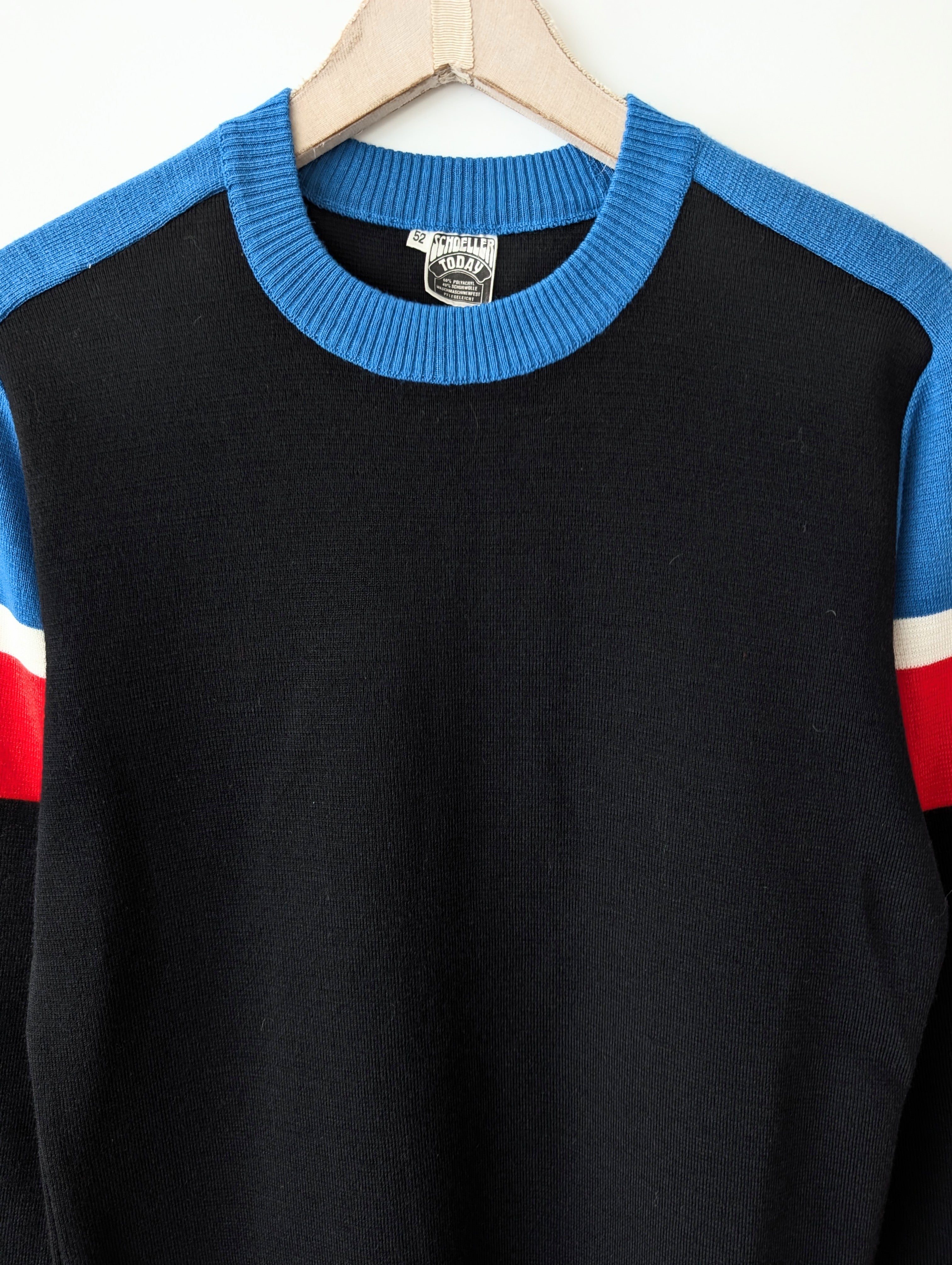 Pullover 70s Streifen Strick Wolle (L)