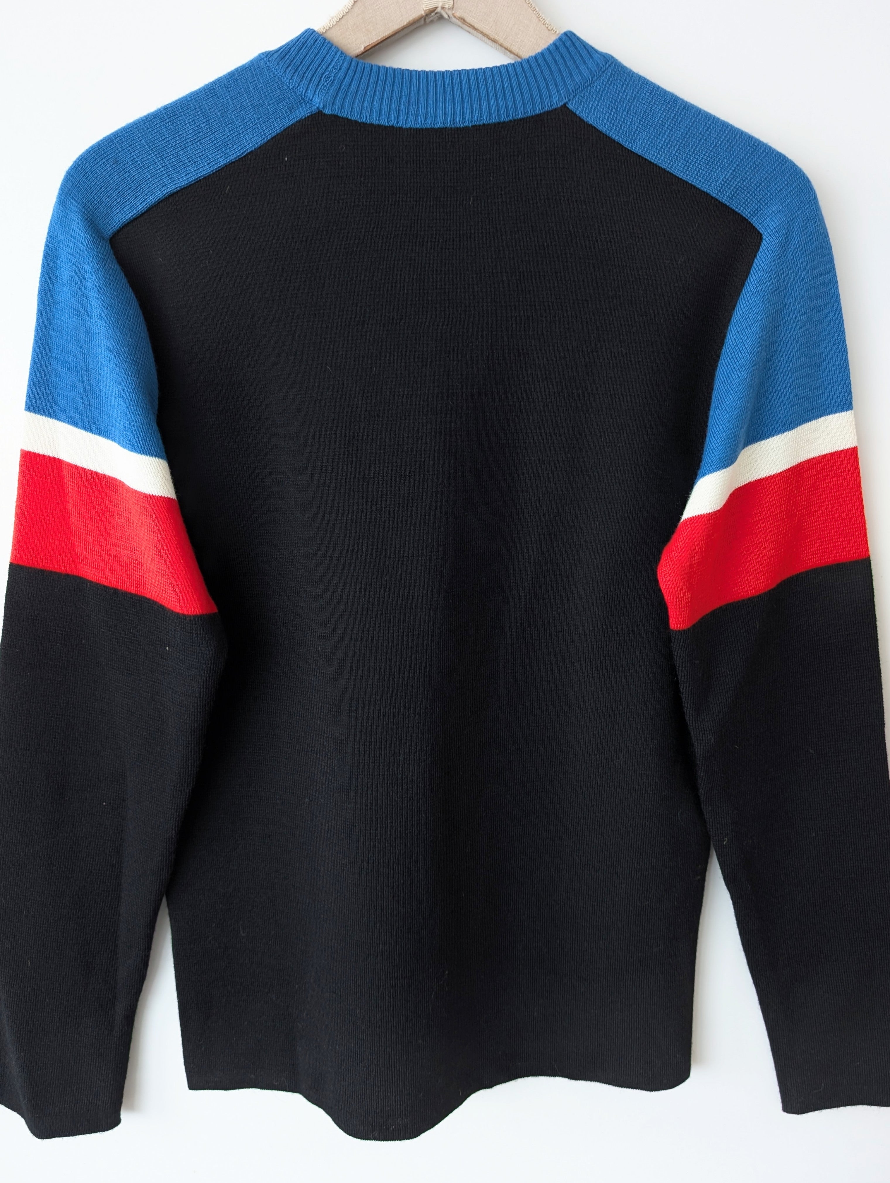 Pullover 70s Streifen Strick Wolle (L)