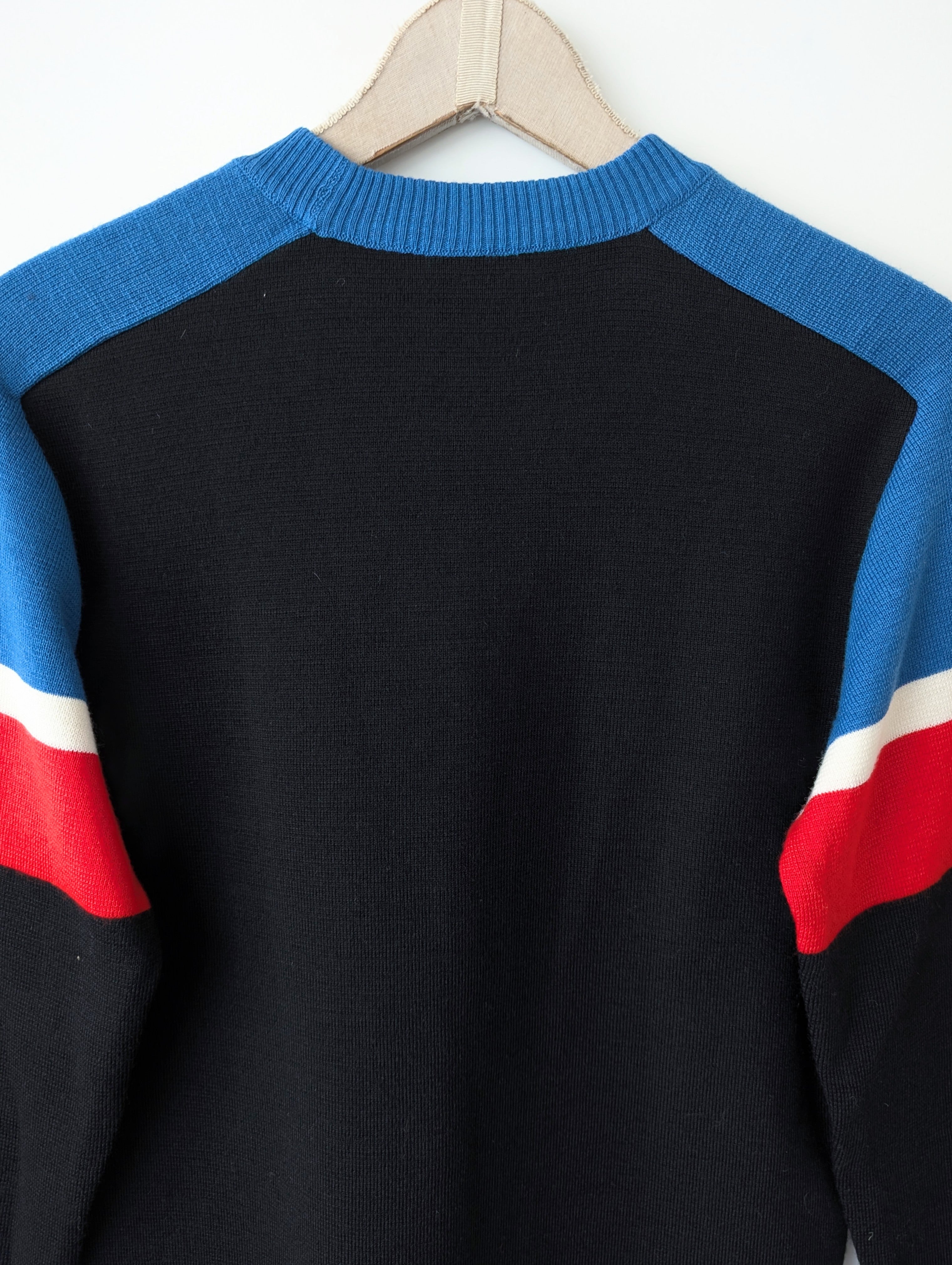 Pullover 70s Streifen Strick Wolle (L)