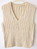 Lade das Bild in den Galerie-Viewer, *Handmade* Pullunder Wolle Streifen Creme Weiß (XL)
