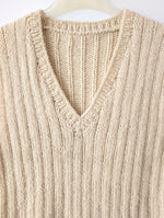 Lade das Bild in den Galerie-Viewer, *Handmade* Pullunder Wolle Streifen Creme Weiß (XL)
