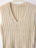 Lade das Bild in den Galerie-Viewer, *Handmade* Pullunder Wolle Streifen Creme Weiß (XL)
