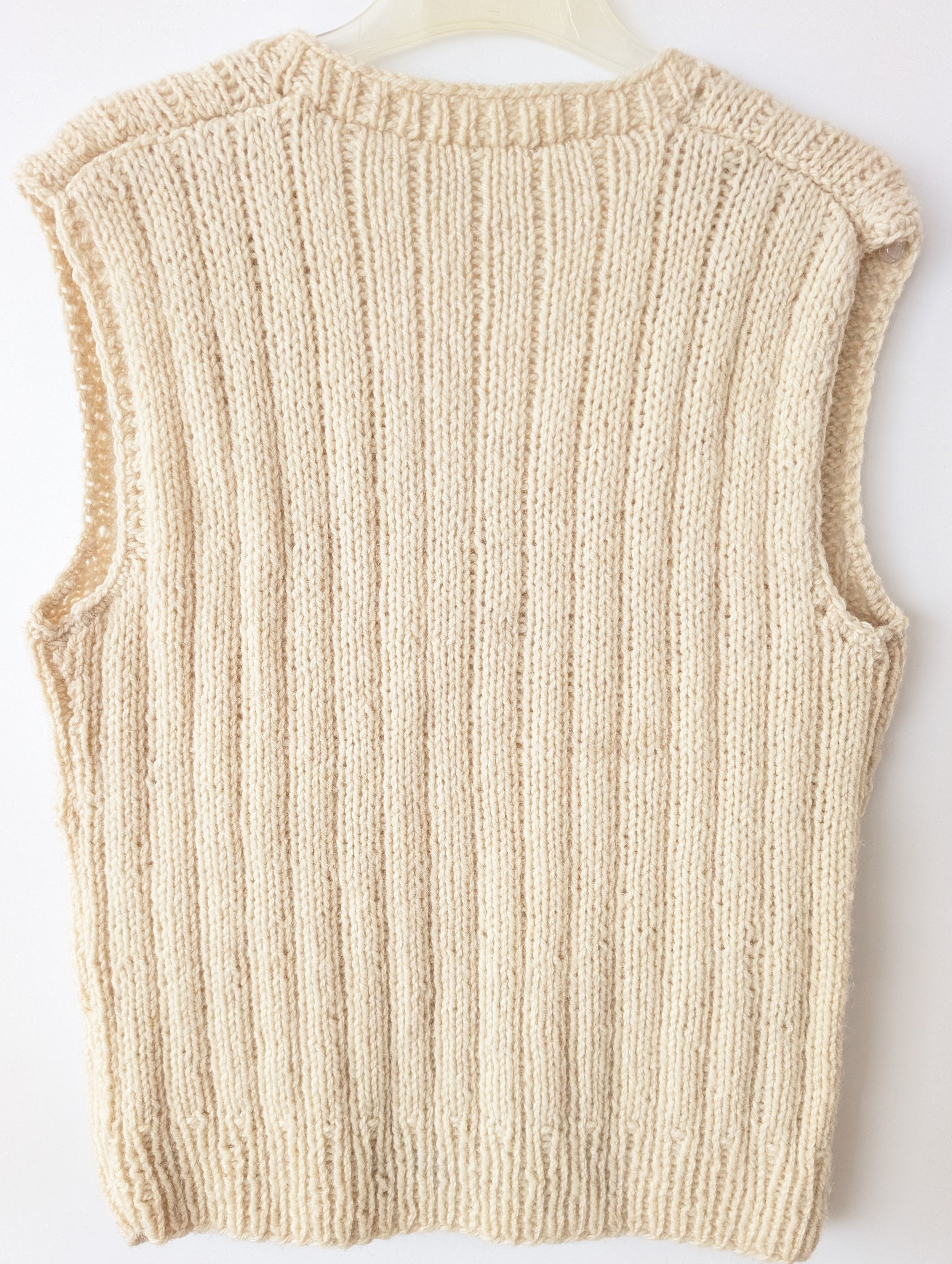 *Handmade* Pullunder Wolle Streifen Creme Weiß (XL)