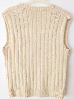 Lade das Bild in den Galerie-Viewer, *Handmade* Pullunder Wolle Streifen Creme Weiß (XL)
