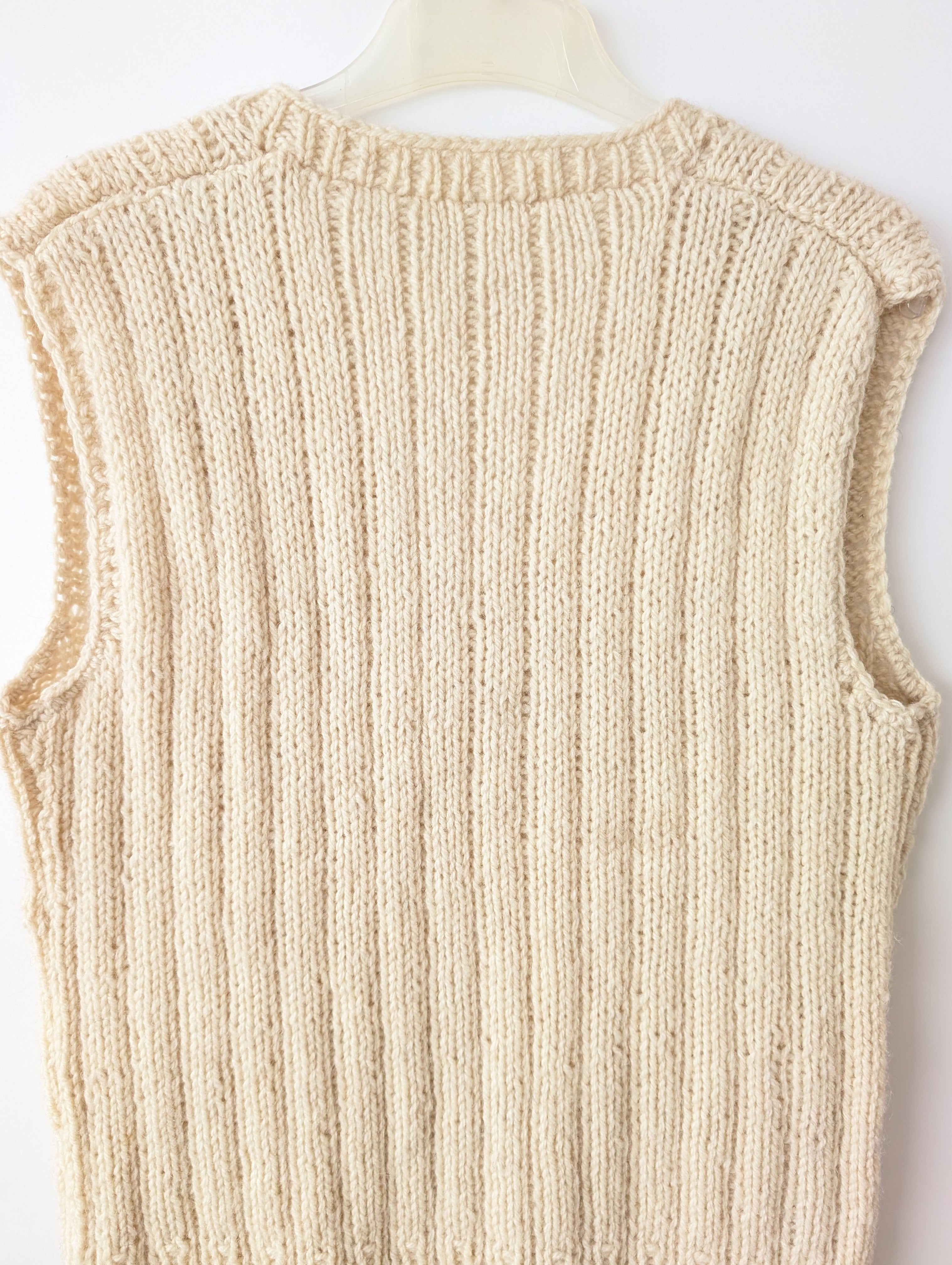 *Handmade* Pullunder Wolle Streifen Creme Weiß (XL)