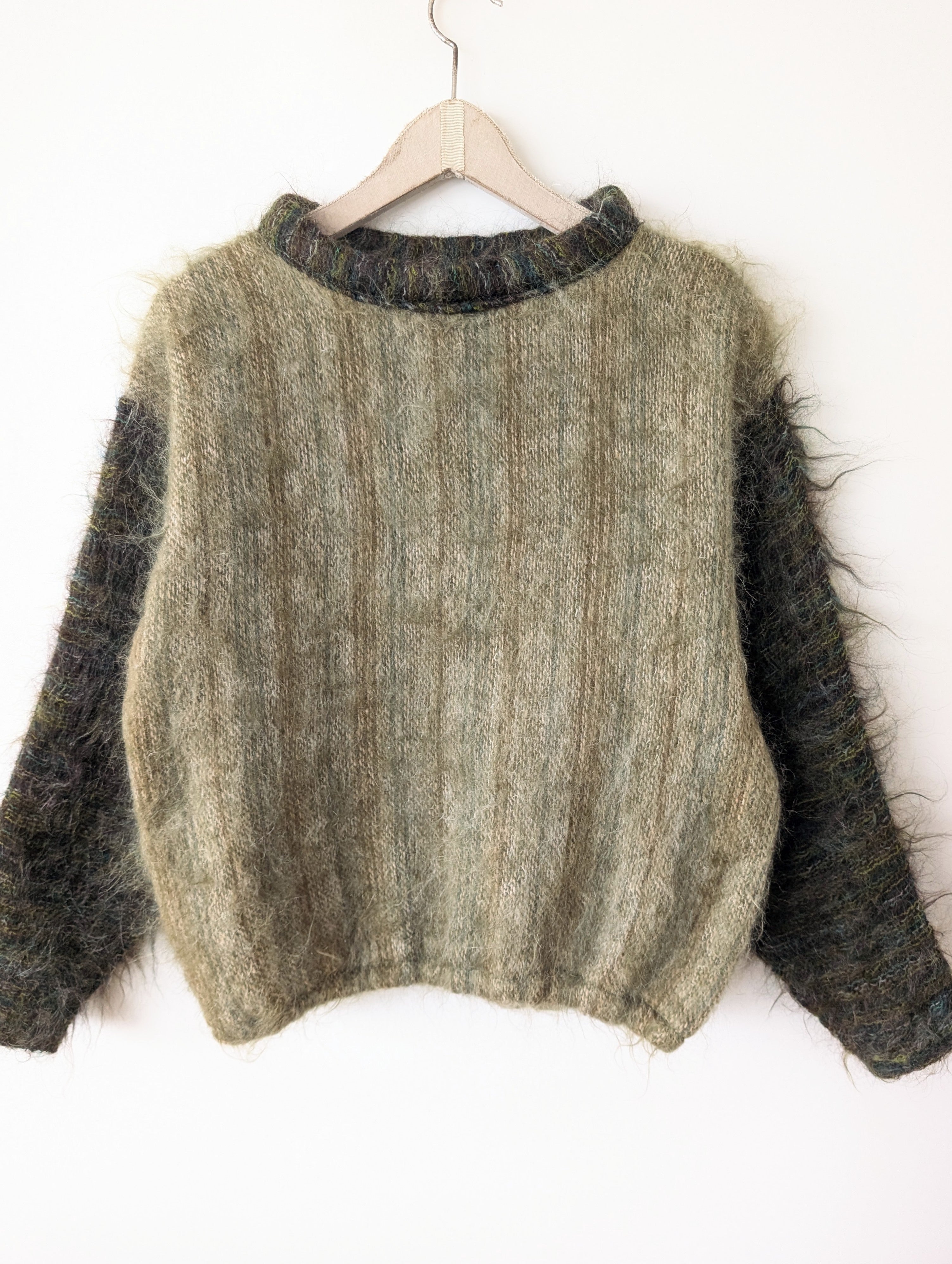 *Handmade* Pullover Bomber Mohair Khaki (XL)