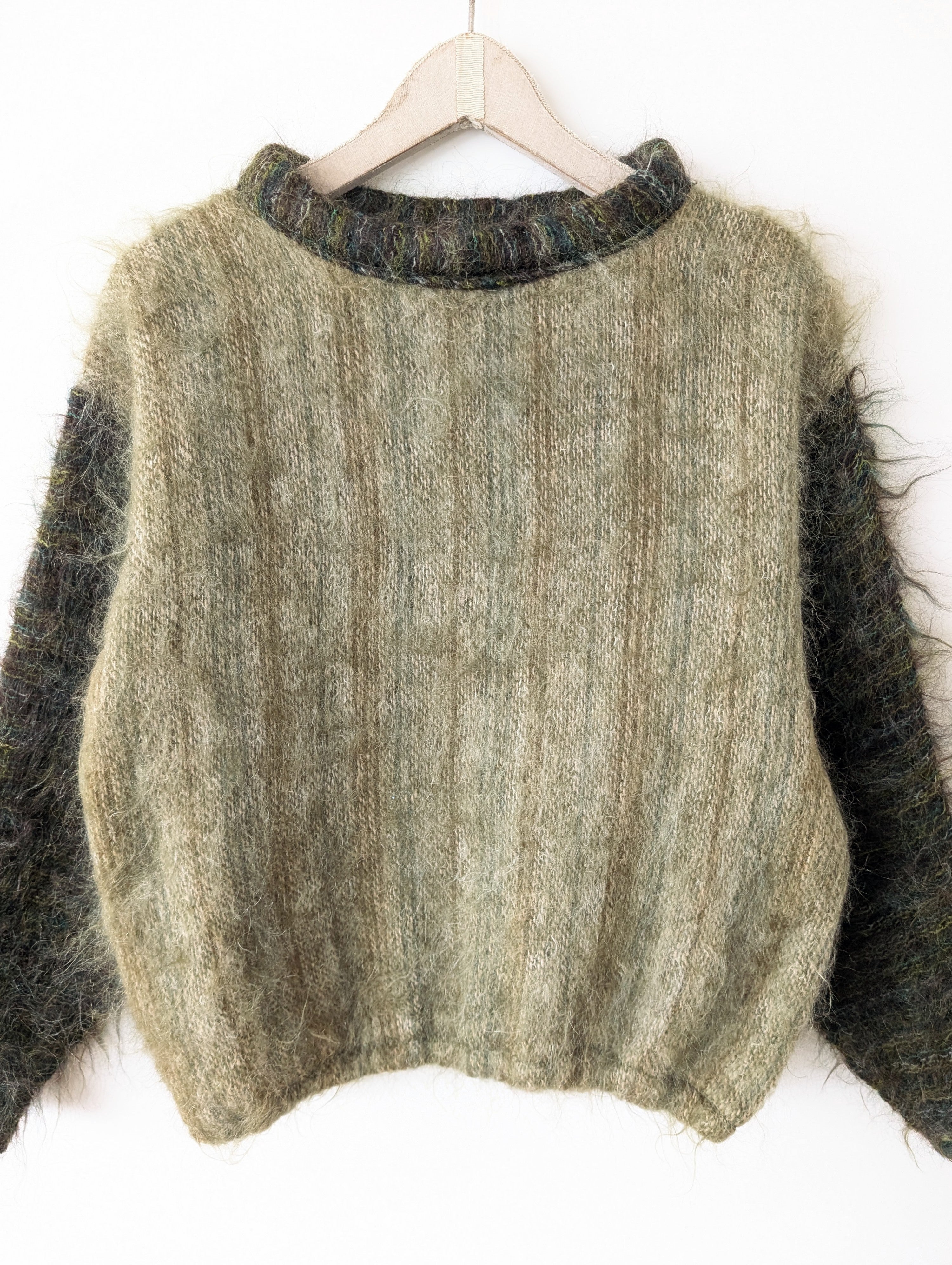 *Handmade* Pullover Bomber Mohair Khaki (XL)