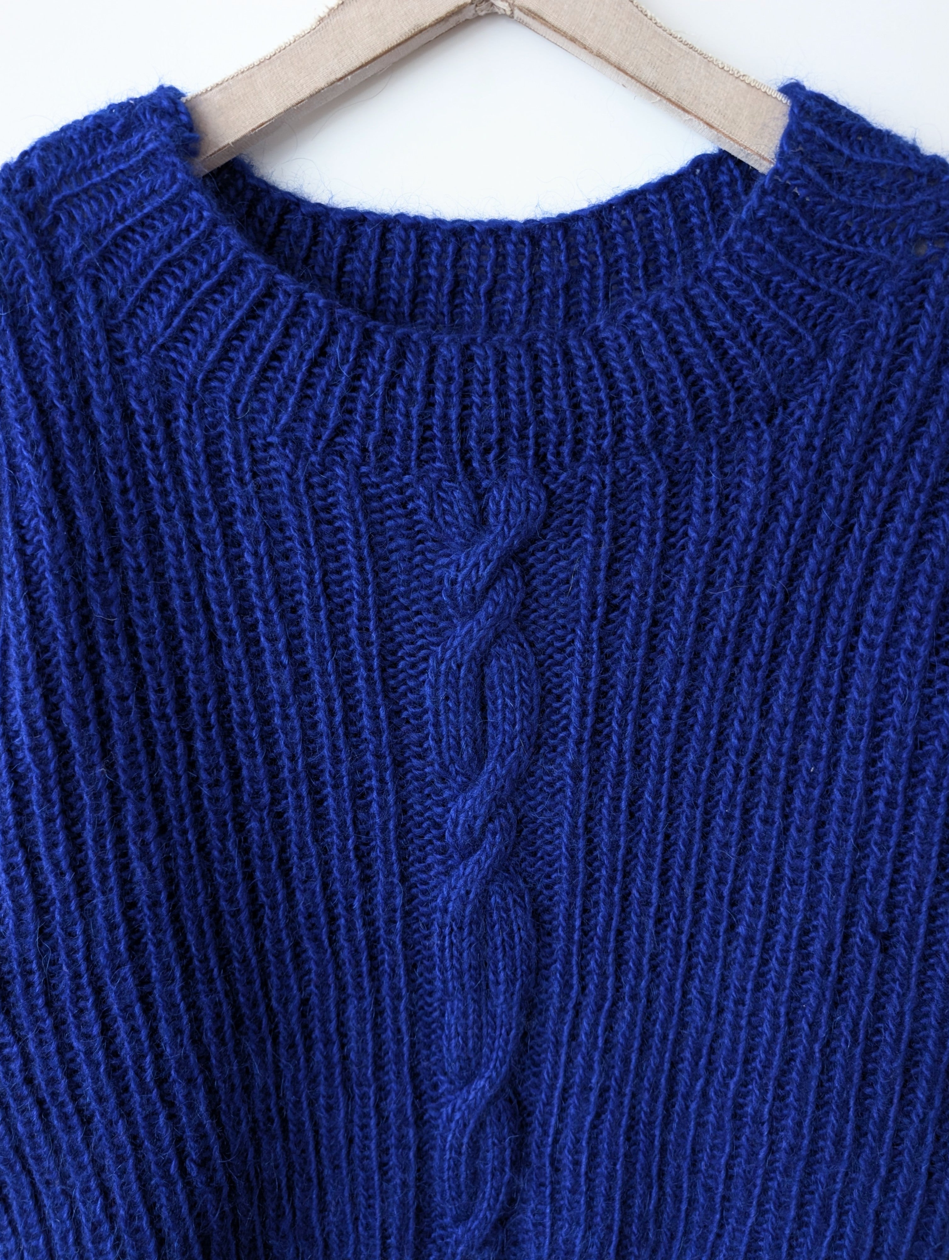 *Handmade* Pullover Wolle Royalblau (XL)