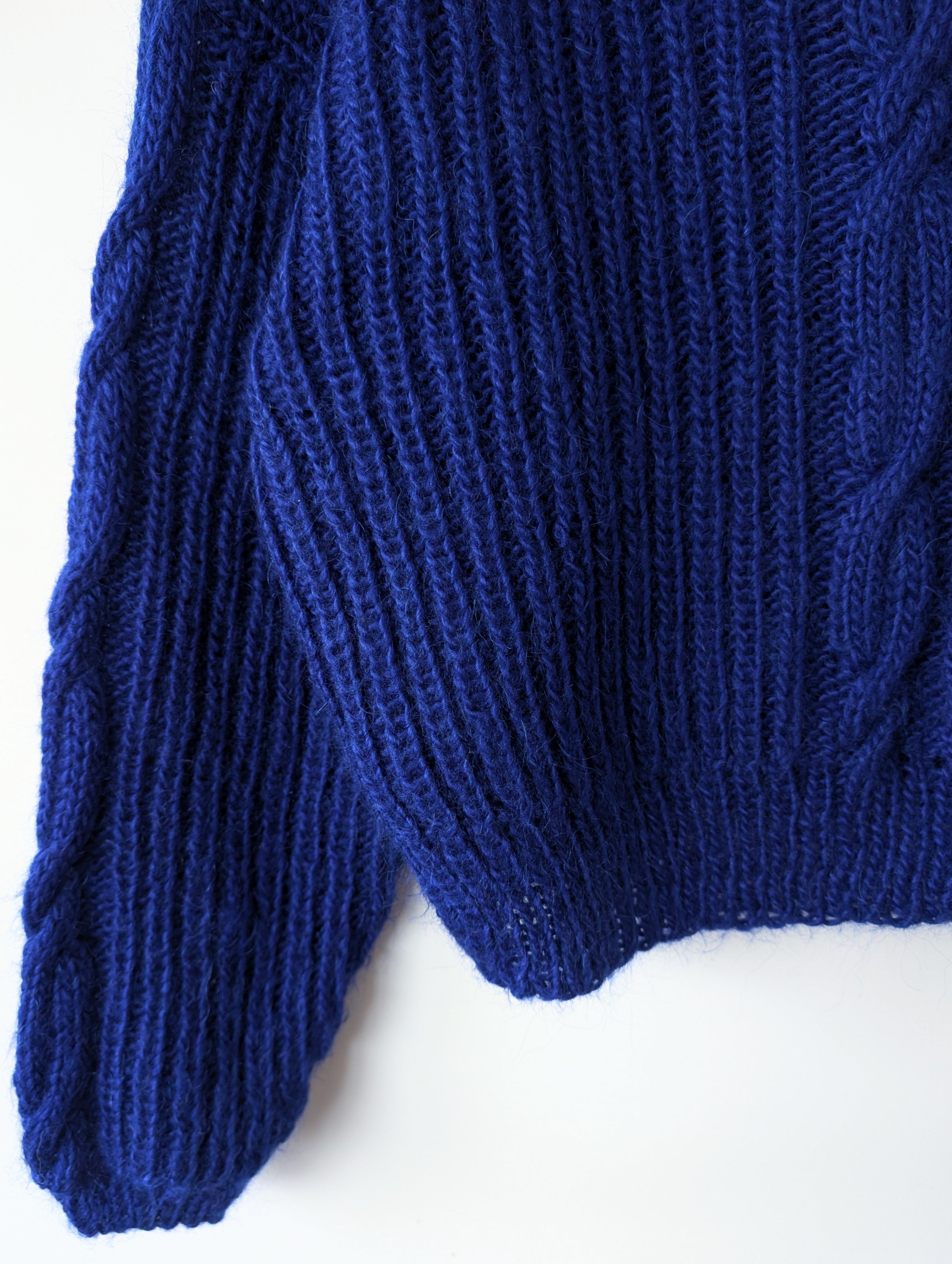 *Handmade* Pullover Wolle Royalblau (XL)