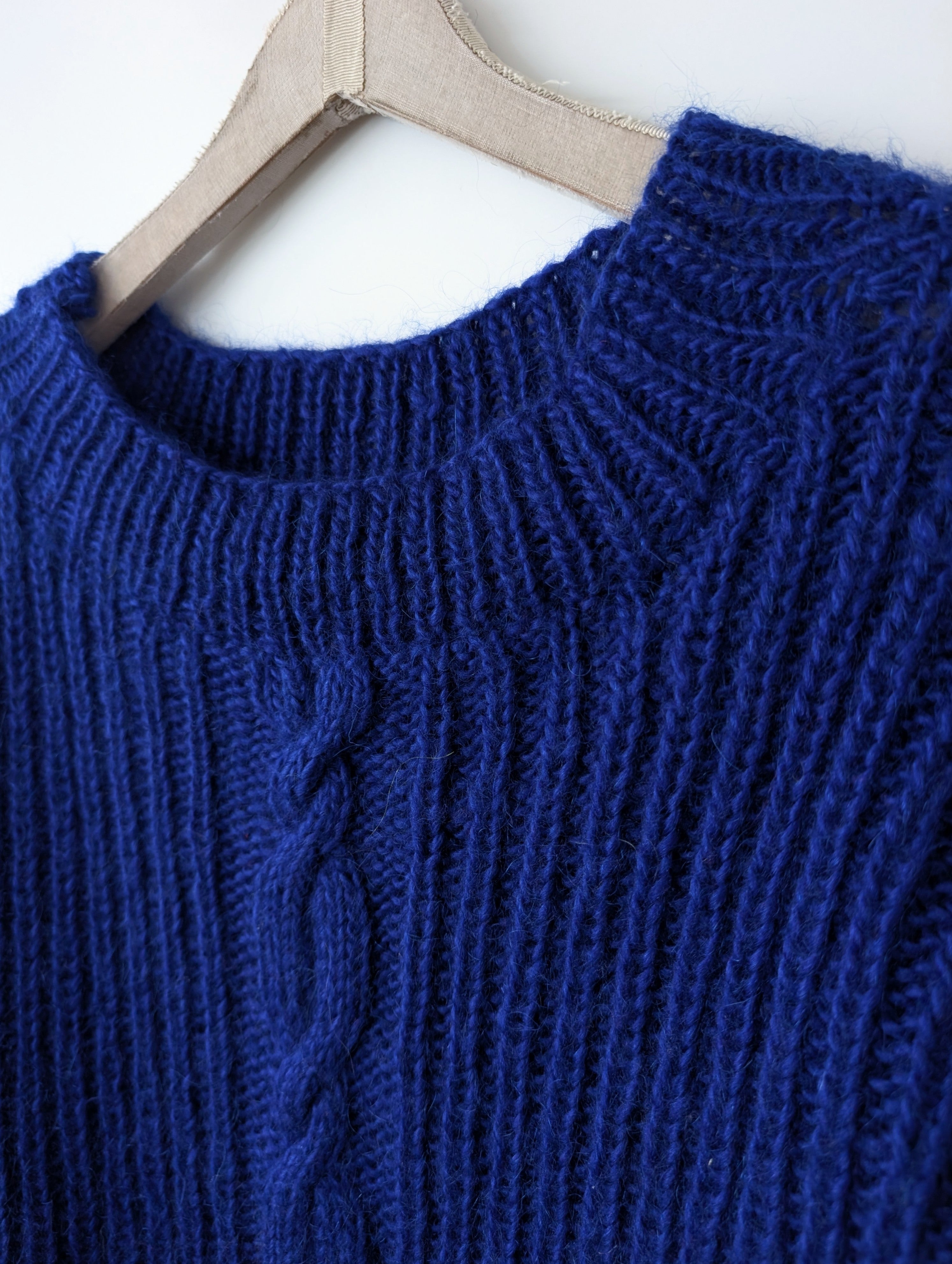 *Handmade* Pullover Wolle Royalblau (XL)